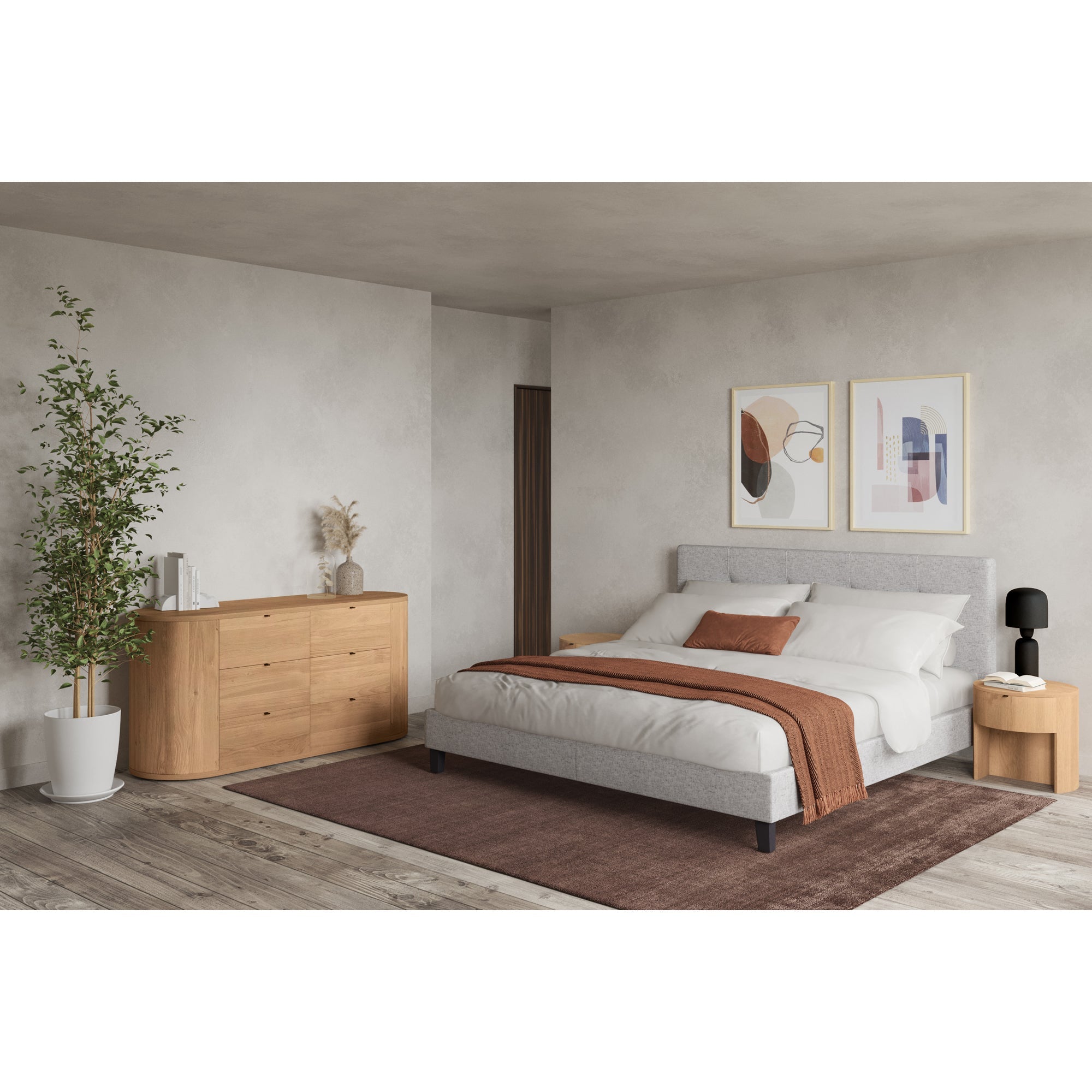 Moe’s Home Collection Eliza Grey Tufted Upholstered Queen Size Bed