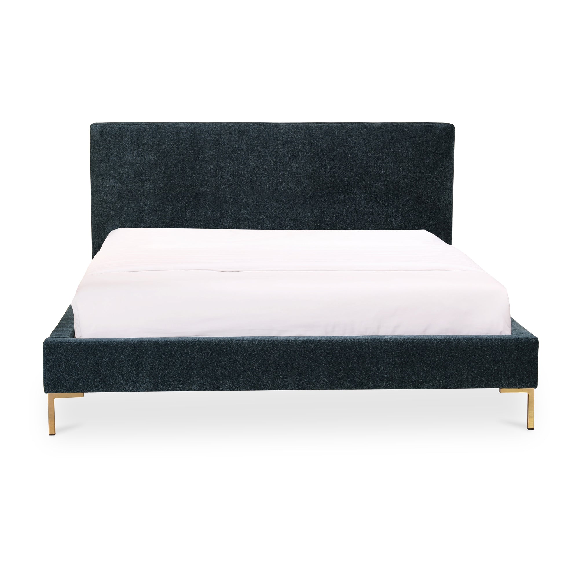 Moe's Home Collection Astrid Blue Velvet Upholstered Queen Size Bed - Image 2