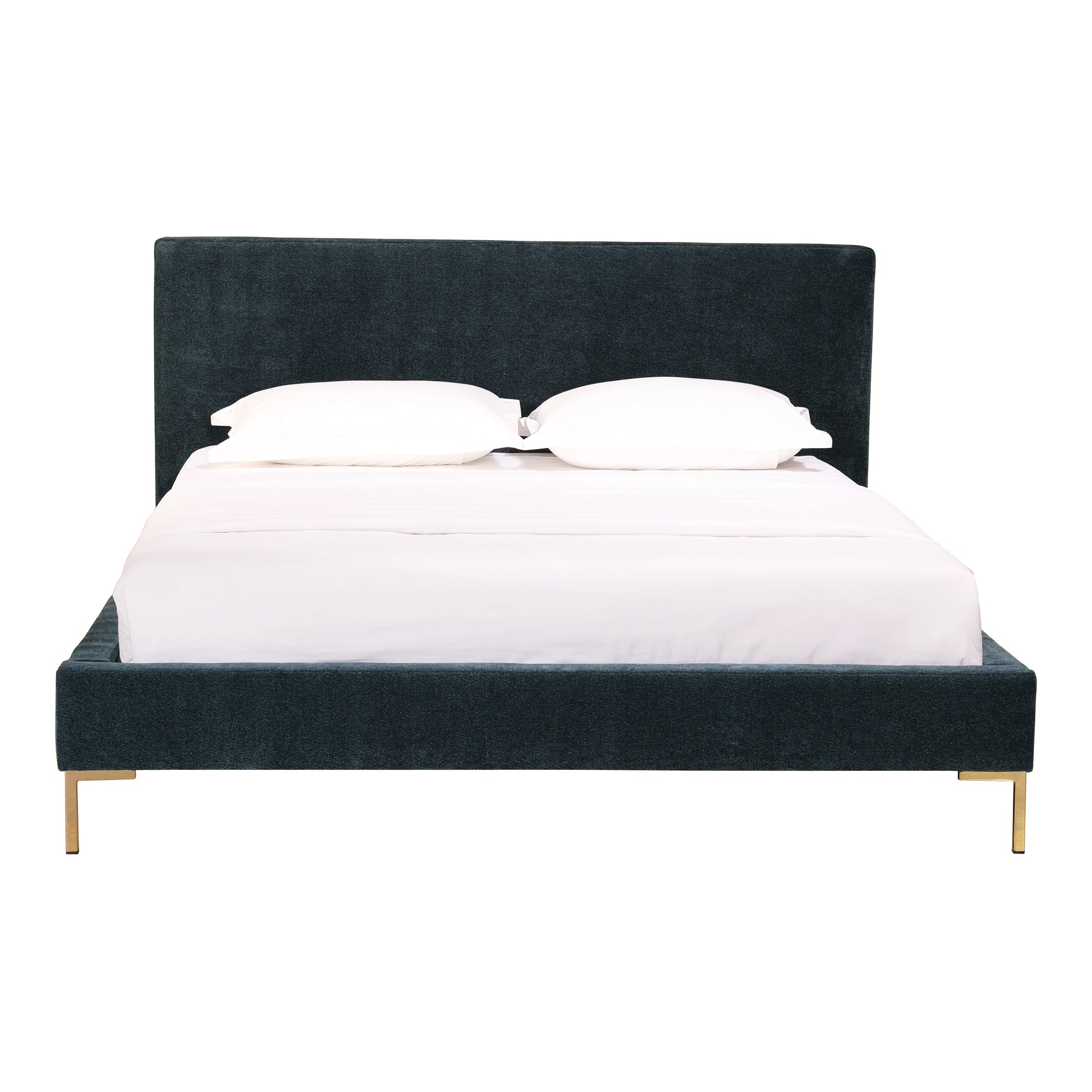 Moe's Home Collection Astrid Blue Velvet Upholstered King Size Bed - Image 2