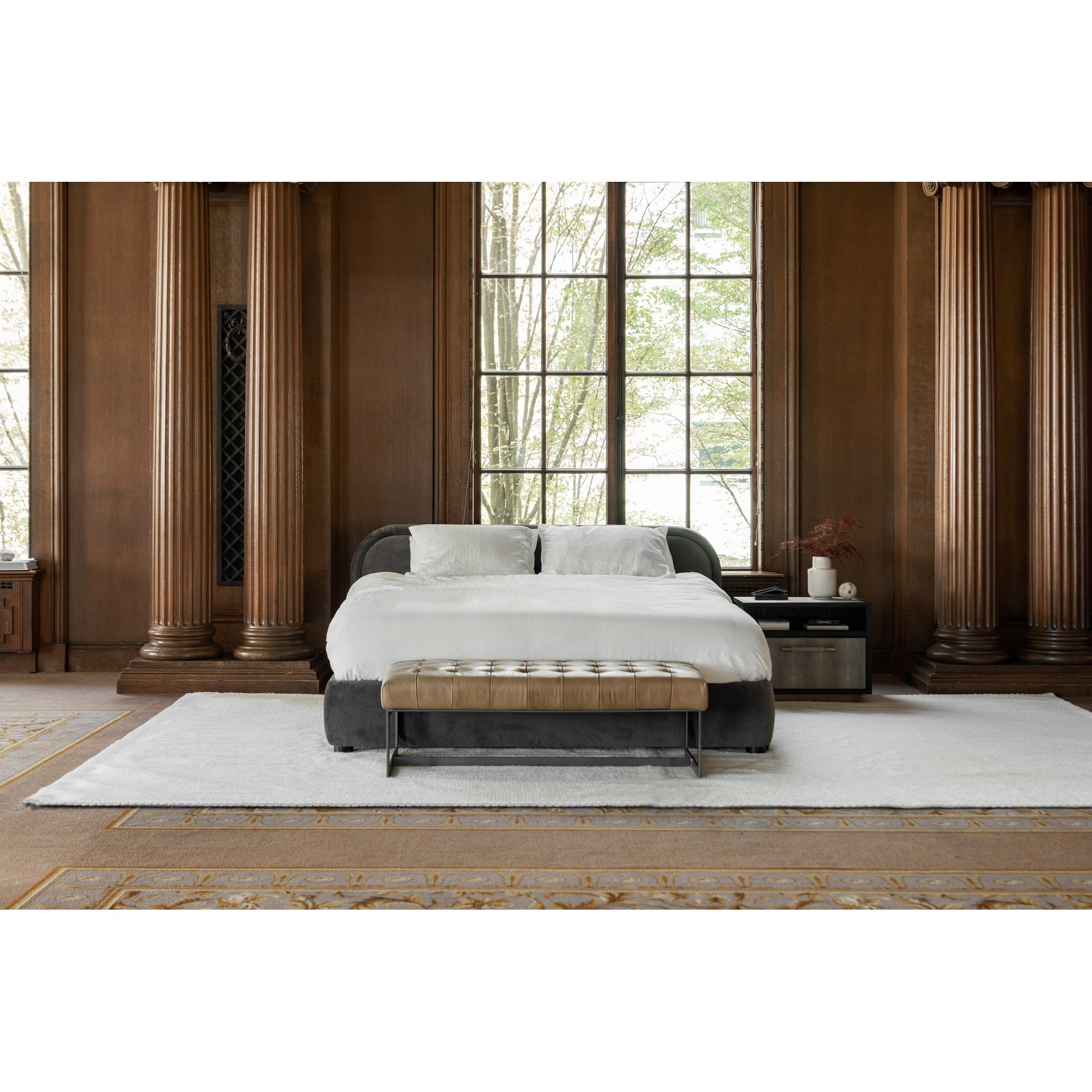 Moe's Home Collection Colin Dark Grey Boucle Upholstered King Size Bed - Image 1