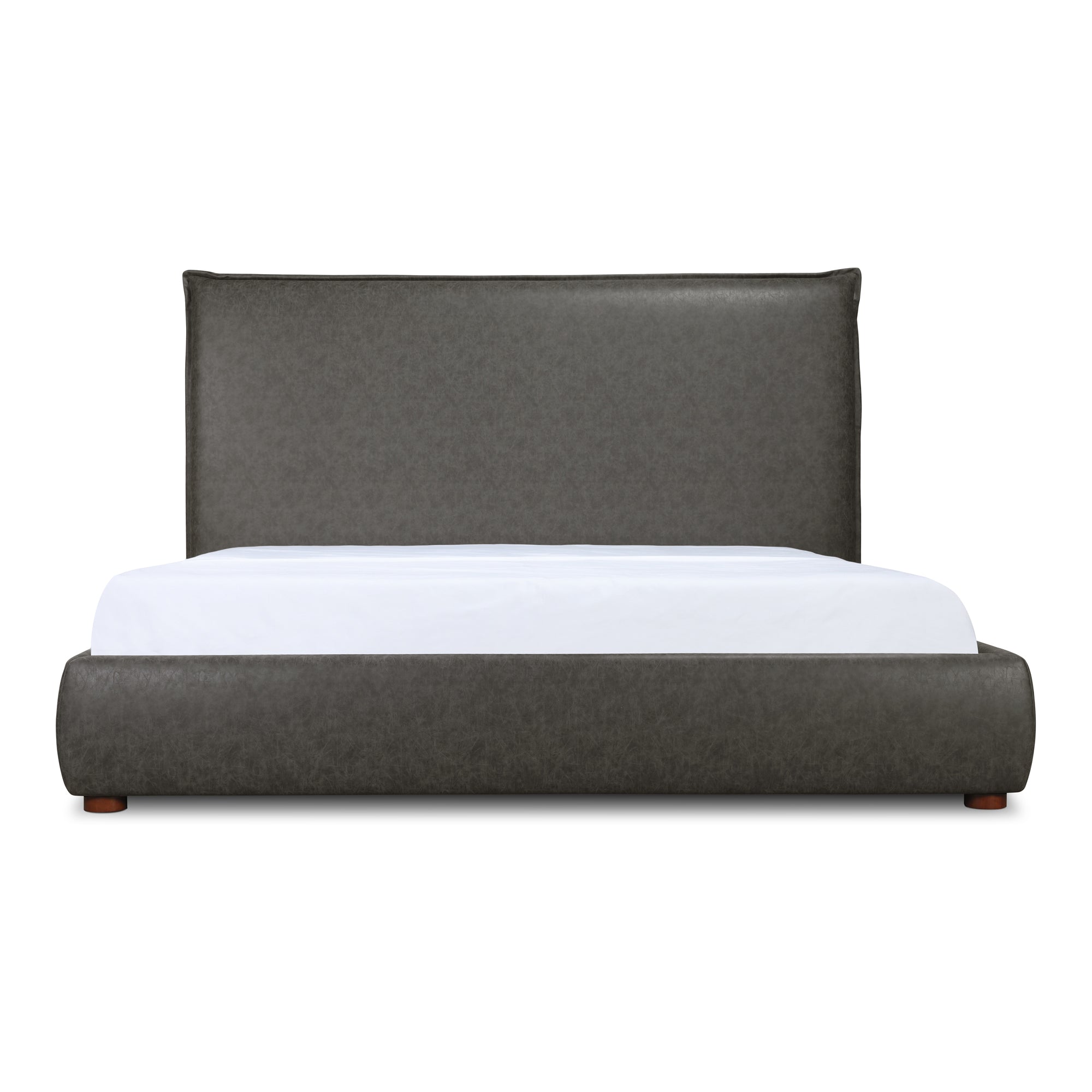Moe's Home Collection Luzon Slate Vegan Leather Upholstered Queen Size Bed With Tall Headboard - Image 3