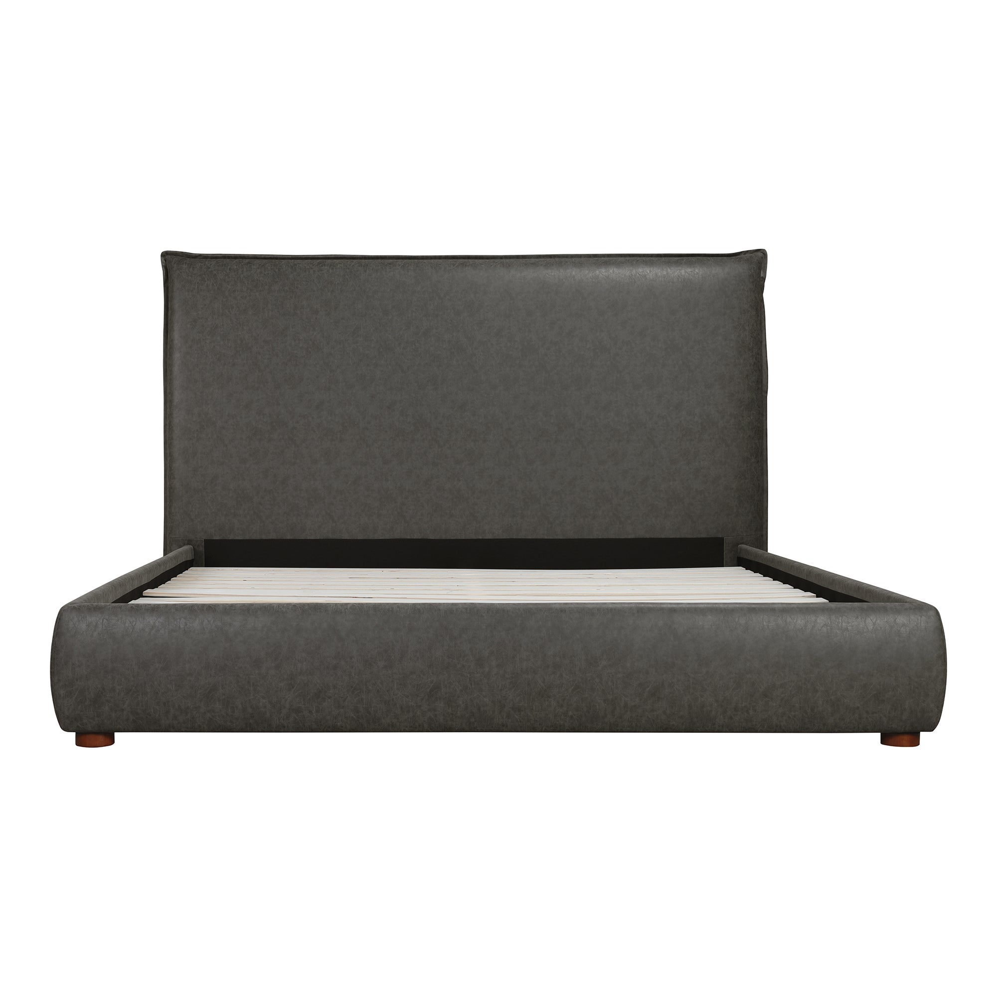 Moe's Home Collection Luzon Slate Vegan Leather Upholstered Queen Size Bed With Tall Headboard - Image 2