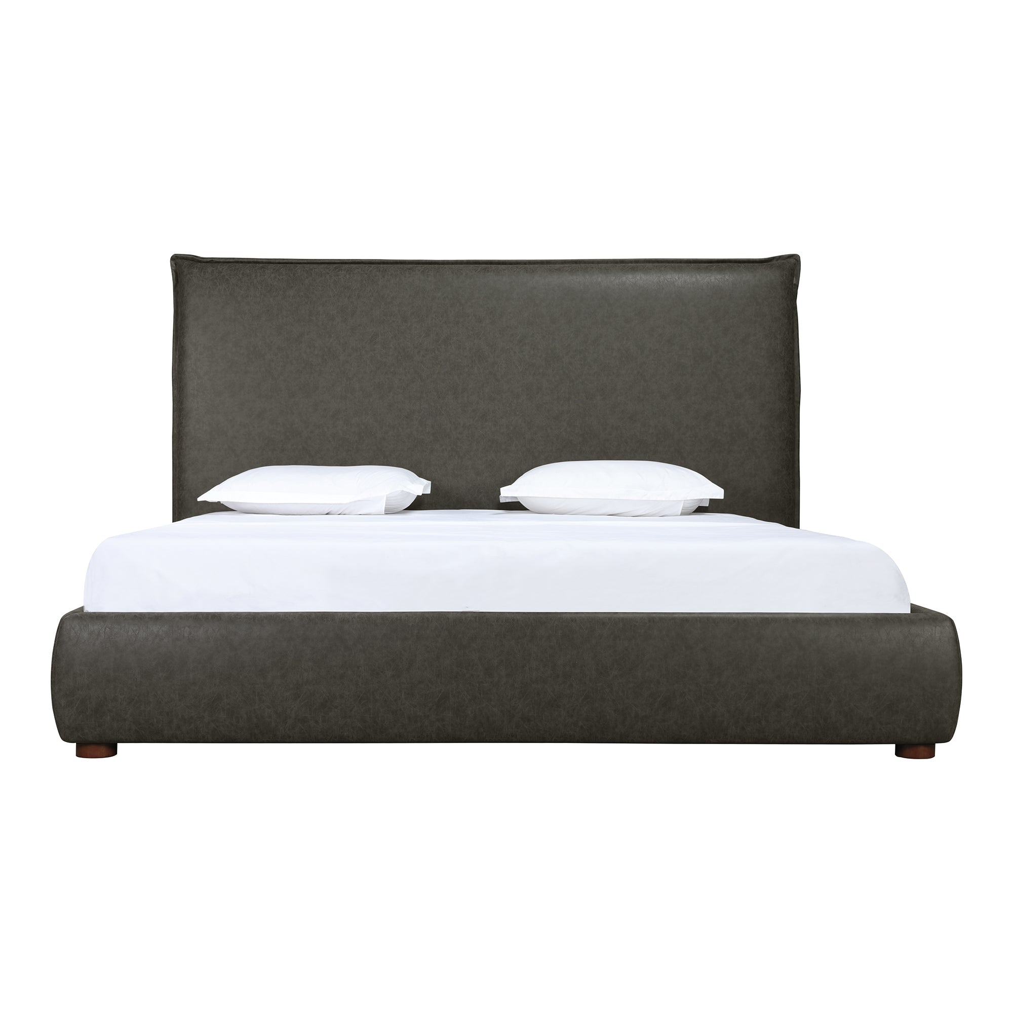 Moe's Home Collection Luzon Slate Vegan Leather Upholstered Queen Size Bed With Tall Headboard - Image 1