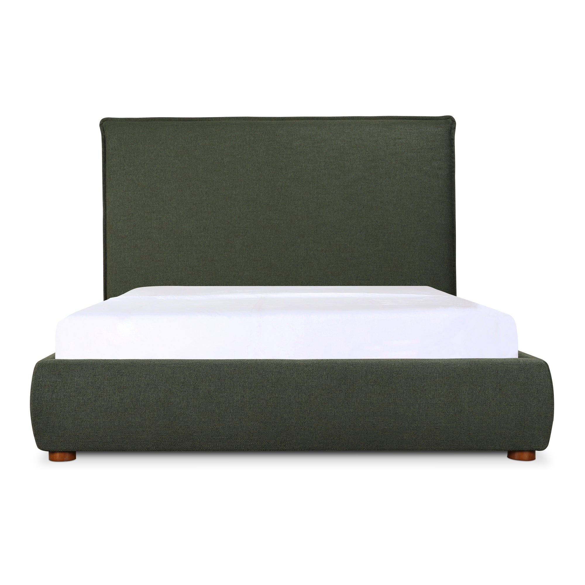 Moe's Home Collection Luzon Green Upholstered Queen Size Bed With Tall Headboard - Image 1