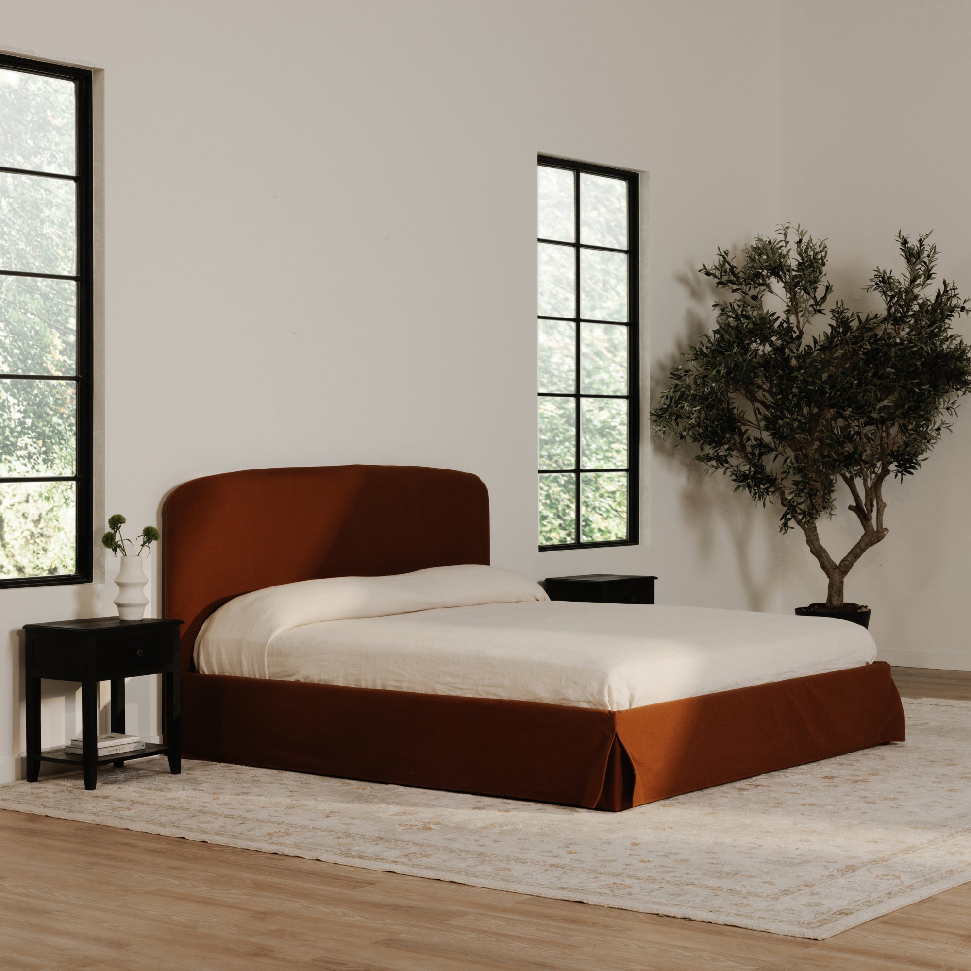 Moe's Home Collection Joan Brown Upholstered King Size Bed With Storage - Image 1