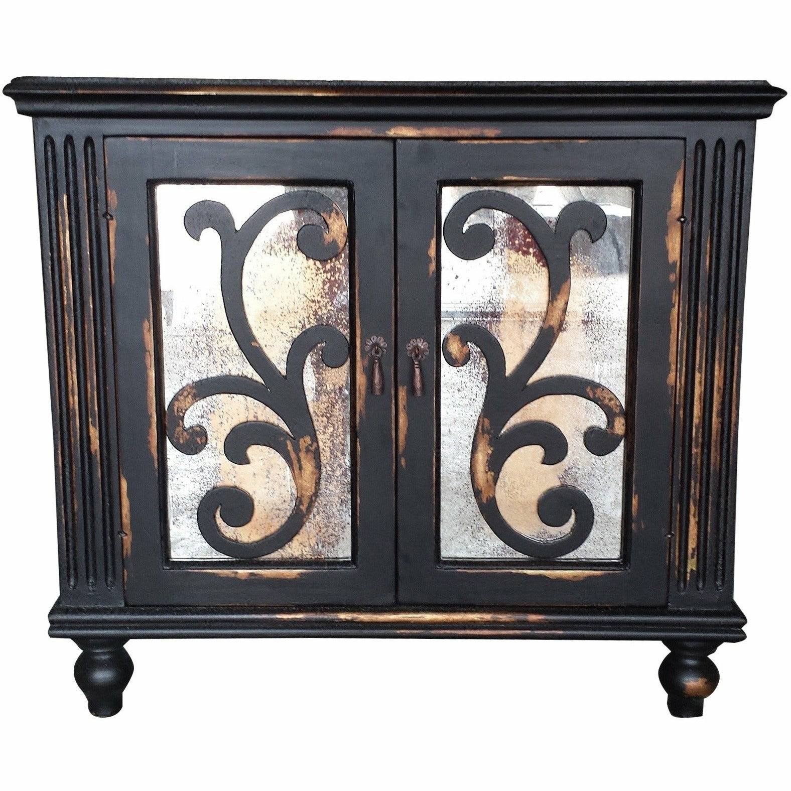 Casa Bonita Peruvian Hand-Painted Carved Wood Antiqued Mirror Raquel Nightstand - Image 1