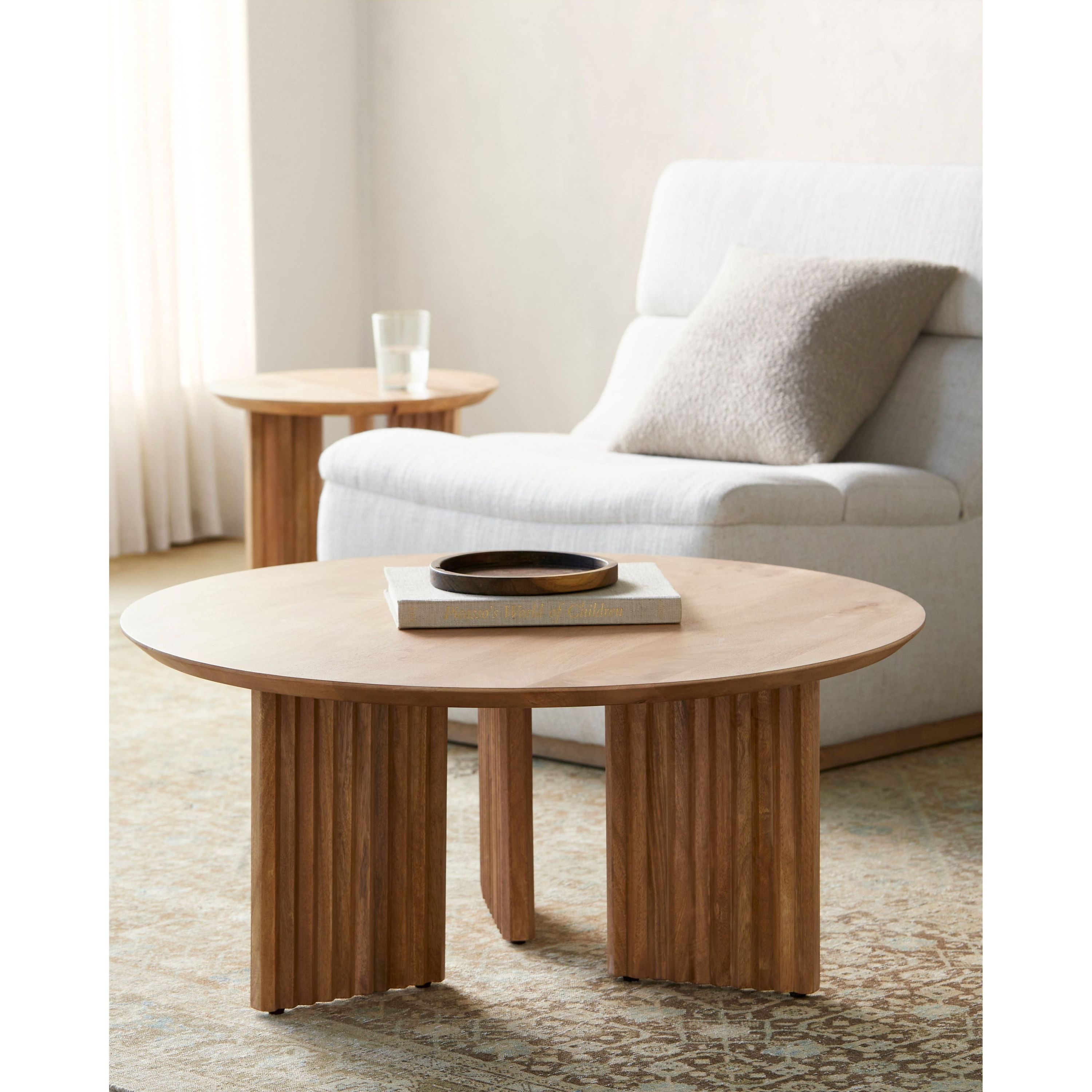 Surya Agnes Modern Natural Mango Wood Round Coffee Table - Image 1