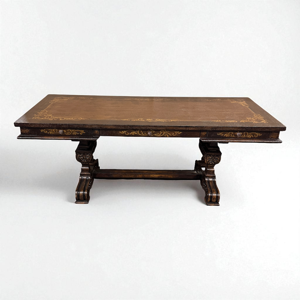 Casa Bonita Peruvian Hand-Painted Carved Wood Salamanca Desk - Image 3