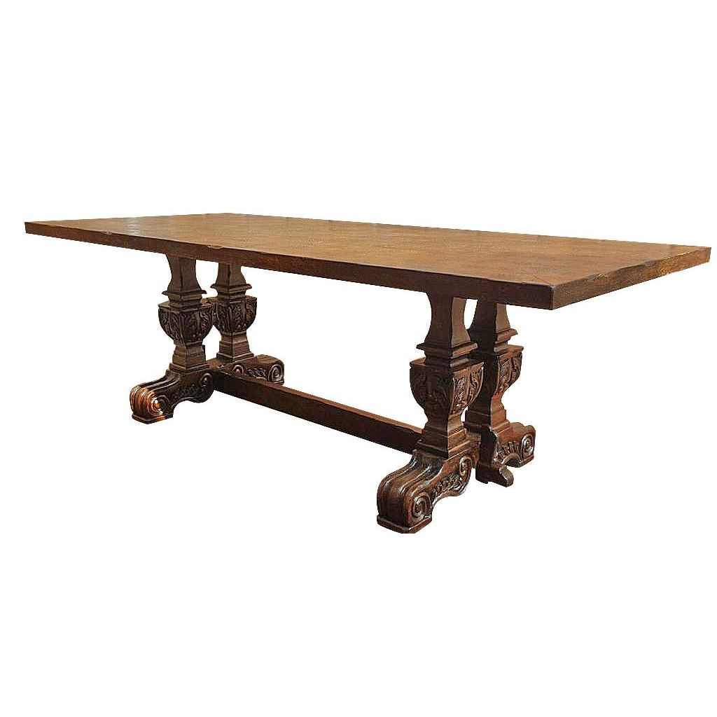 Casa Bonita Peruvian Hand-Painted Carved Wood Salamanca 8 Foot Dining Table - Image 1