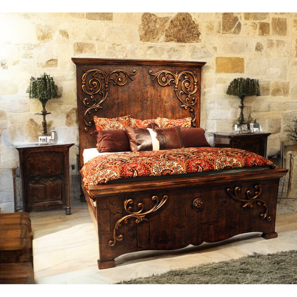 Casa Bonita Peruvian Hand-Painted Carved Wood Santander King Size Bed - Image 1