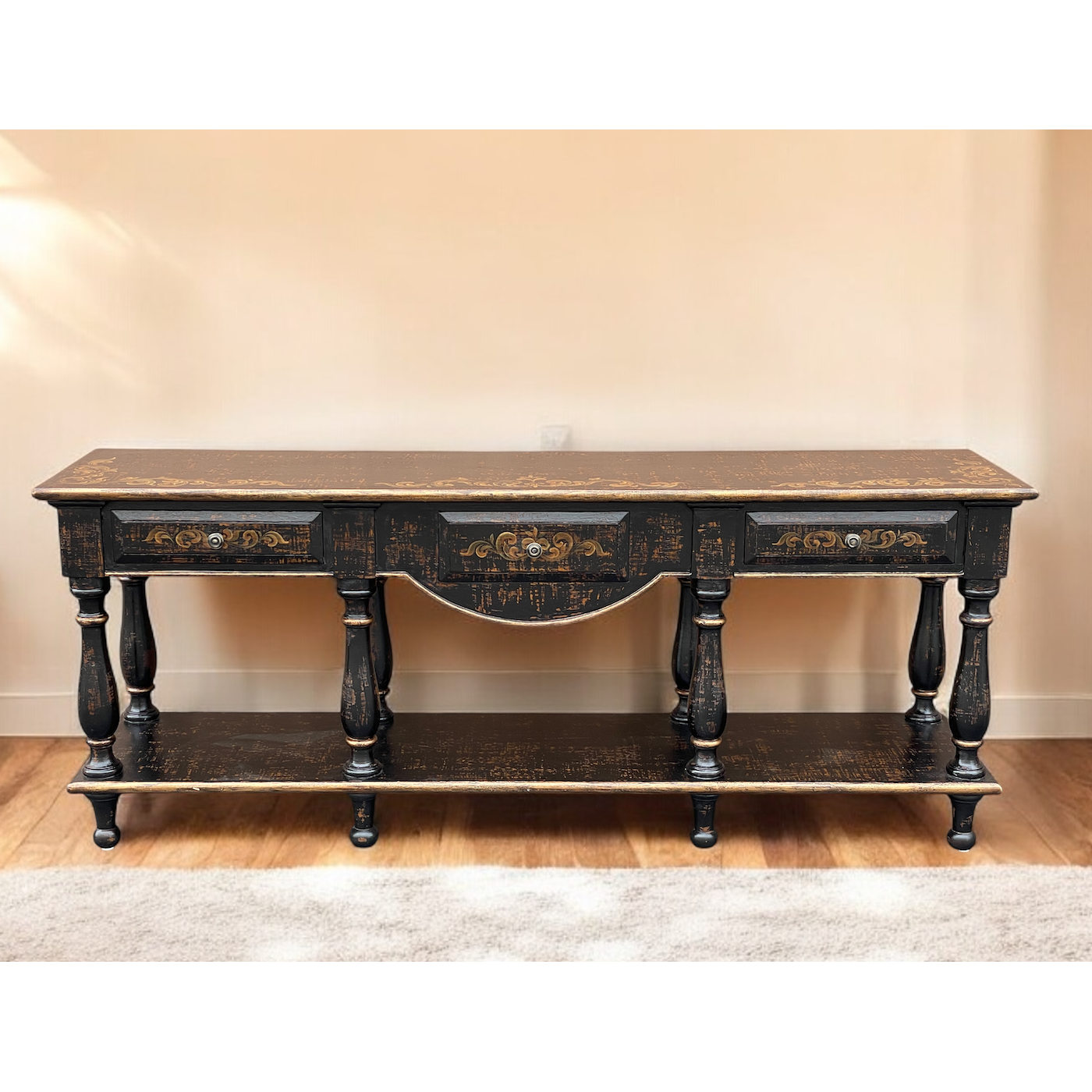 Casa Bonita Peruvian Hand-Painted Carved Wood Seville Console Table - Image 1