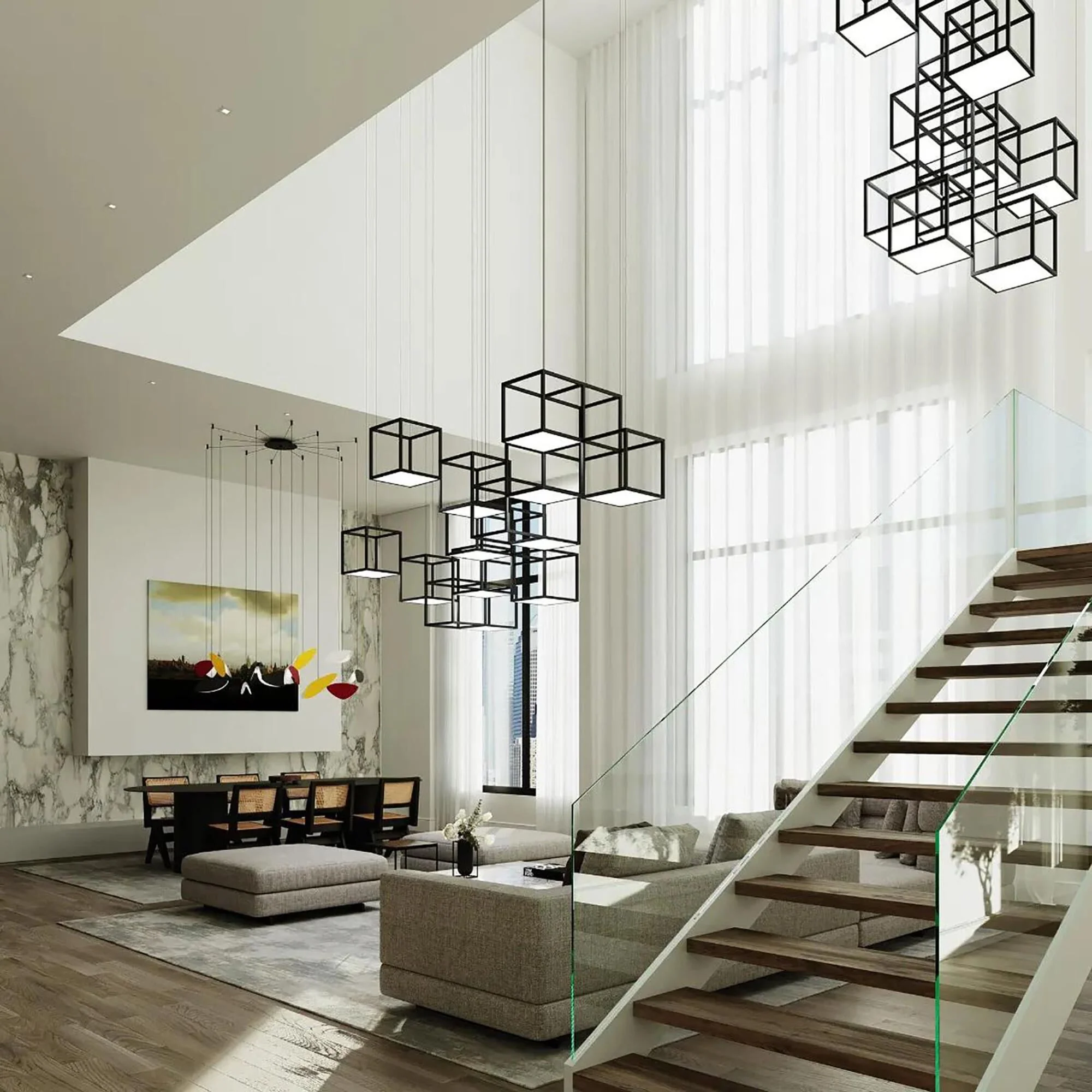 Sonneman Sonneman Cubix 36 Inch Led Large Pendant Cp516239 - Image 3
