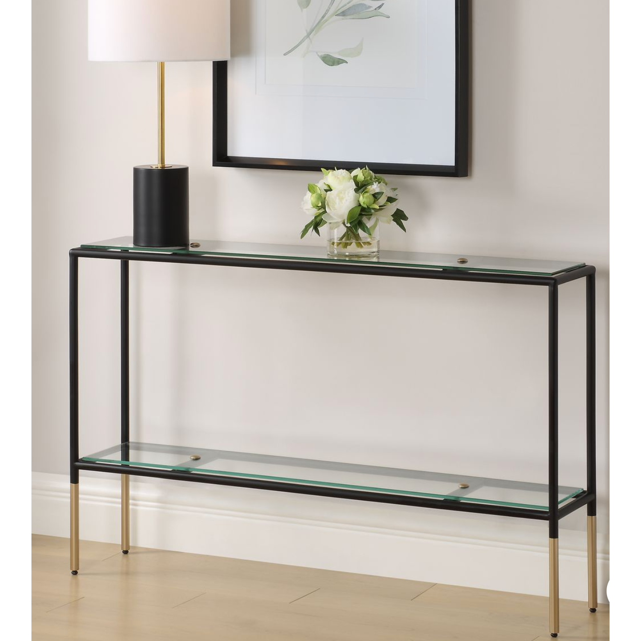 Casa Bella Living Sleek Black With Metallic Gold Accents Console Table - Image 2