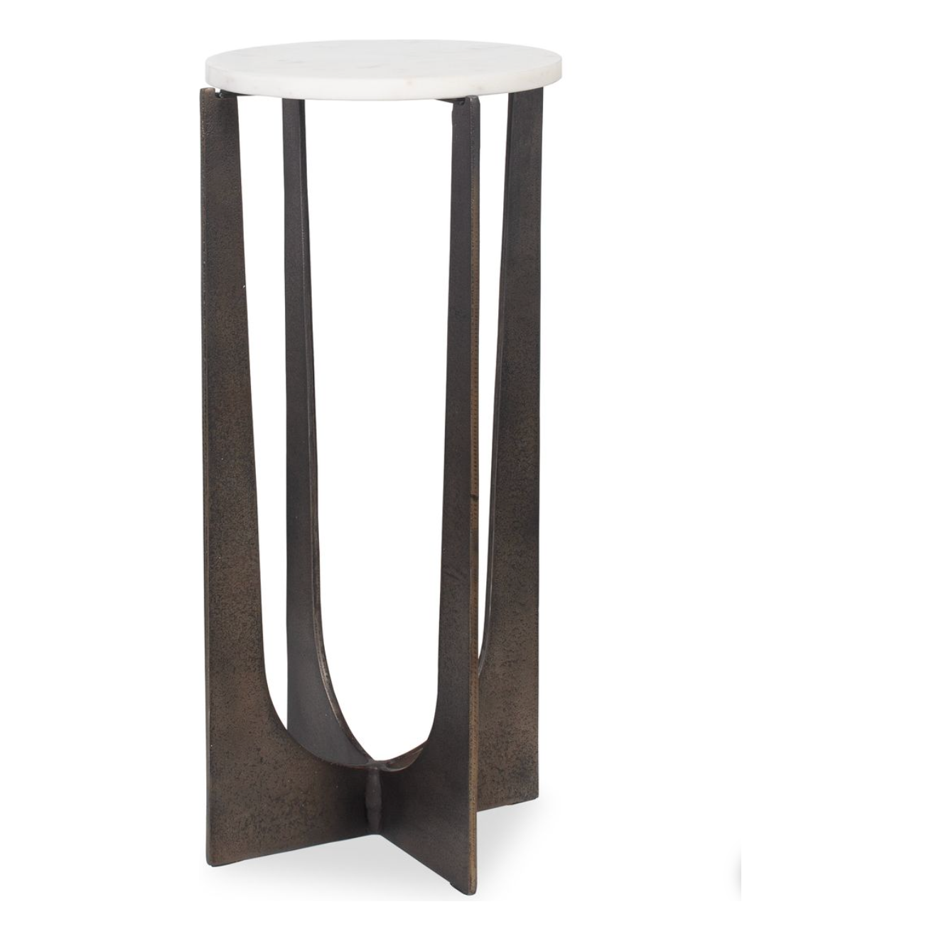 Casa Bella Living White Marble Top Brass Bronze End Table - Image 3