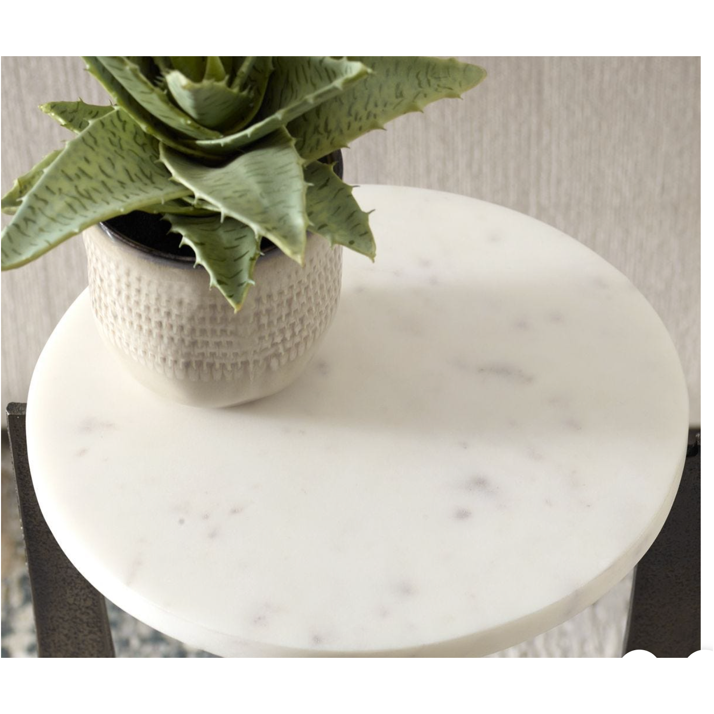 Casa Bella Living White Marble Top Brass Bronze End Table - Image 2