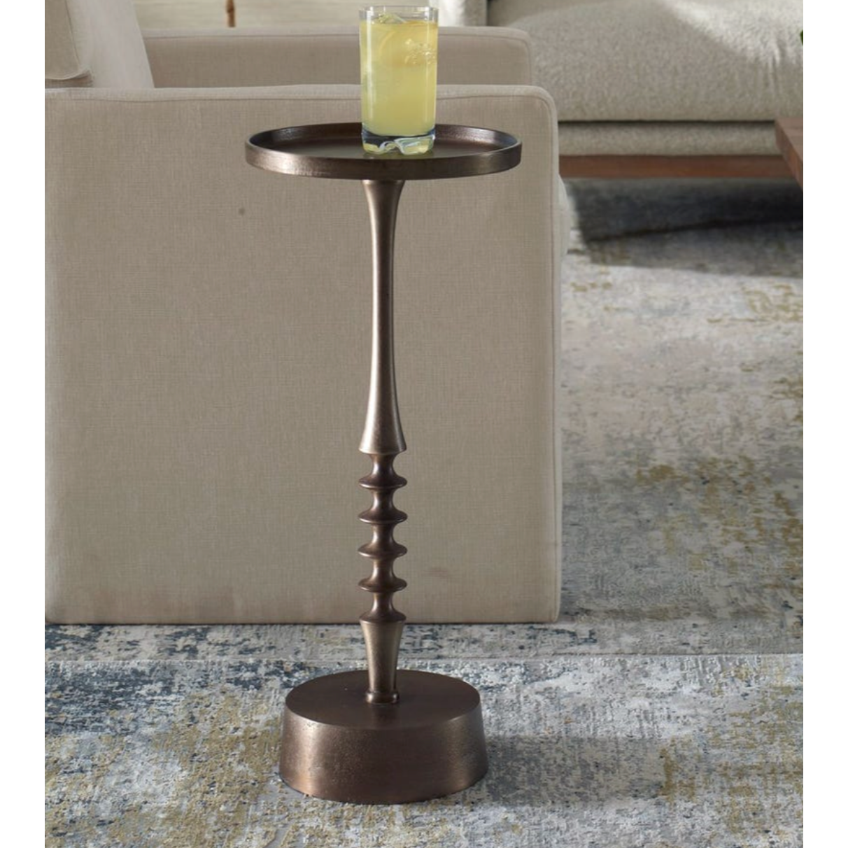 Casa Bella Living Round Bronze Antique Accent Table - Image 3