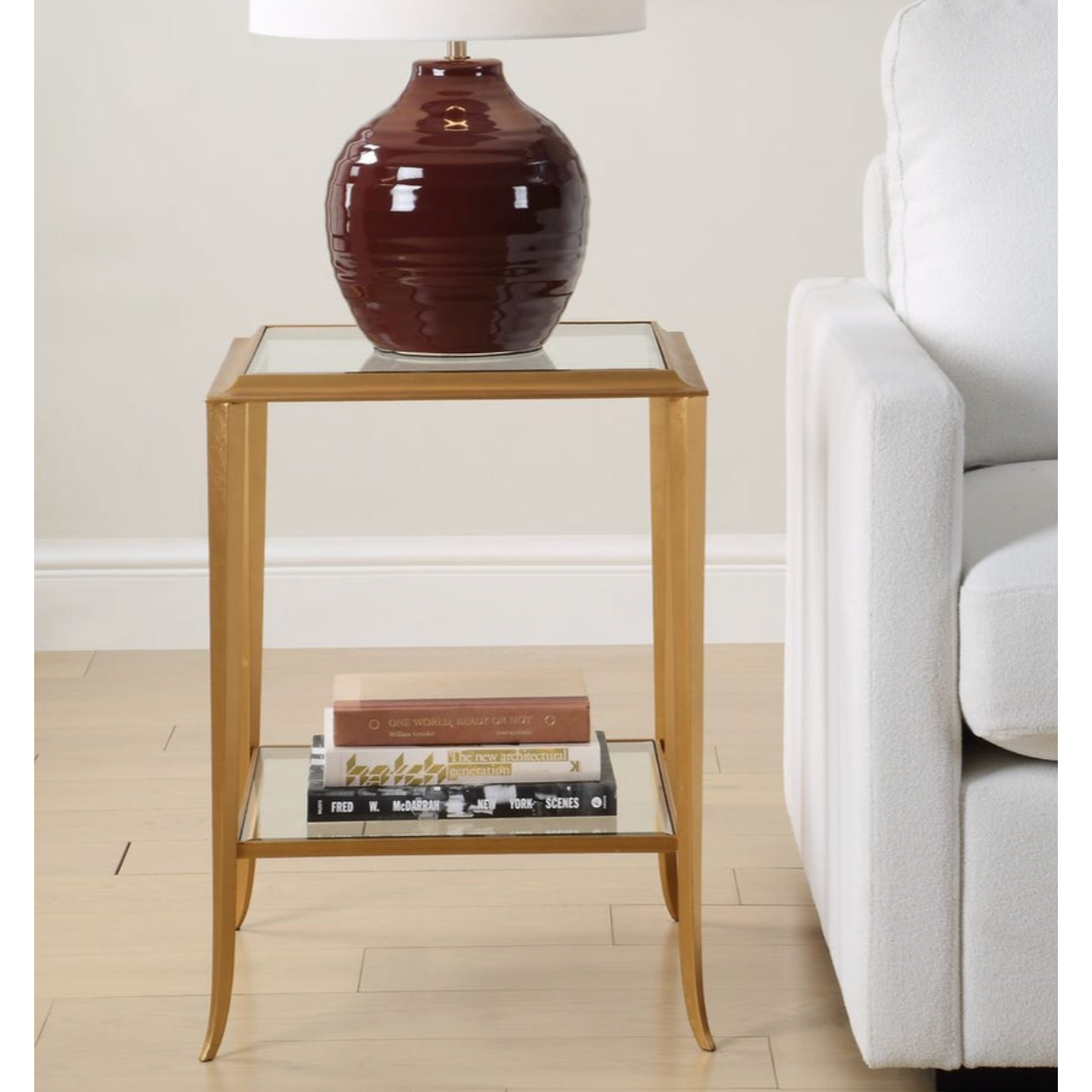 Casa Bella Living Golf Leaf With Tempered Glass Accent Table