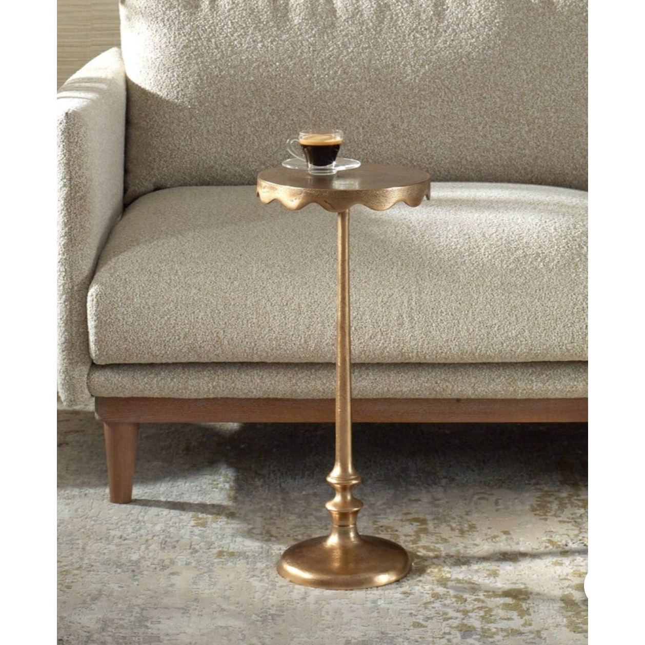 Casa Bella Living Scalloped Edge Brass Accent Table