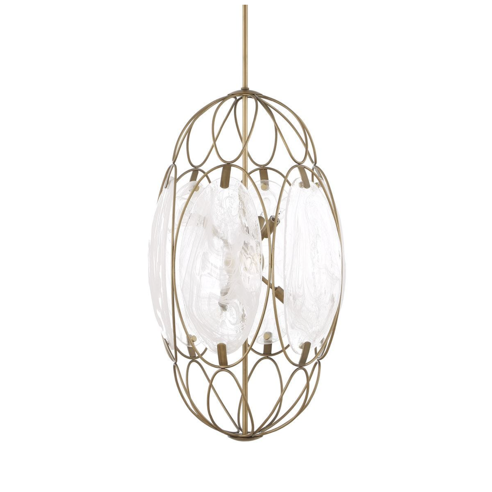 Uttermost Valencia Soft Gold With Swirled White Glass Pendant ~ 6 Lt - Image 3