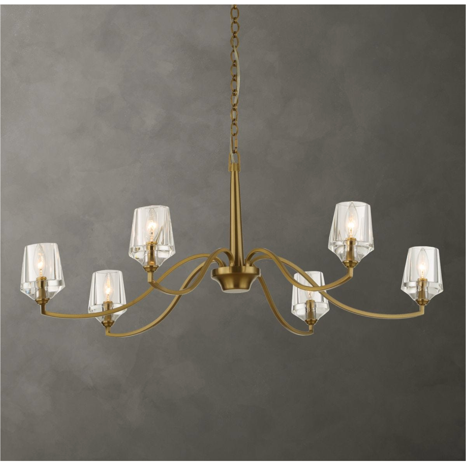 Uttermost Barcelona Warm Natural Brass Chandelier ~ 6 Lt