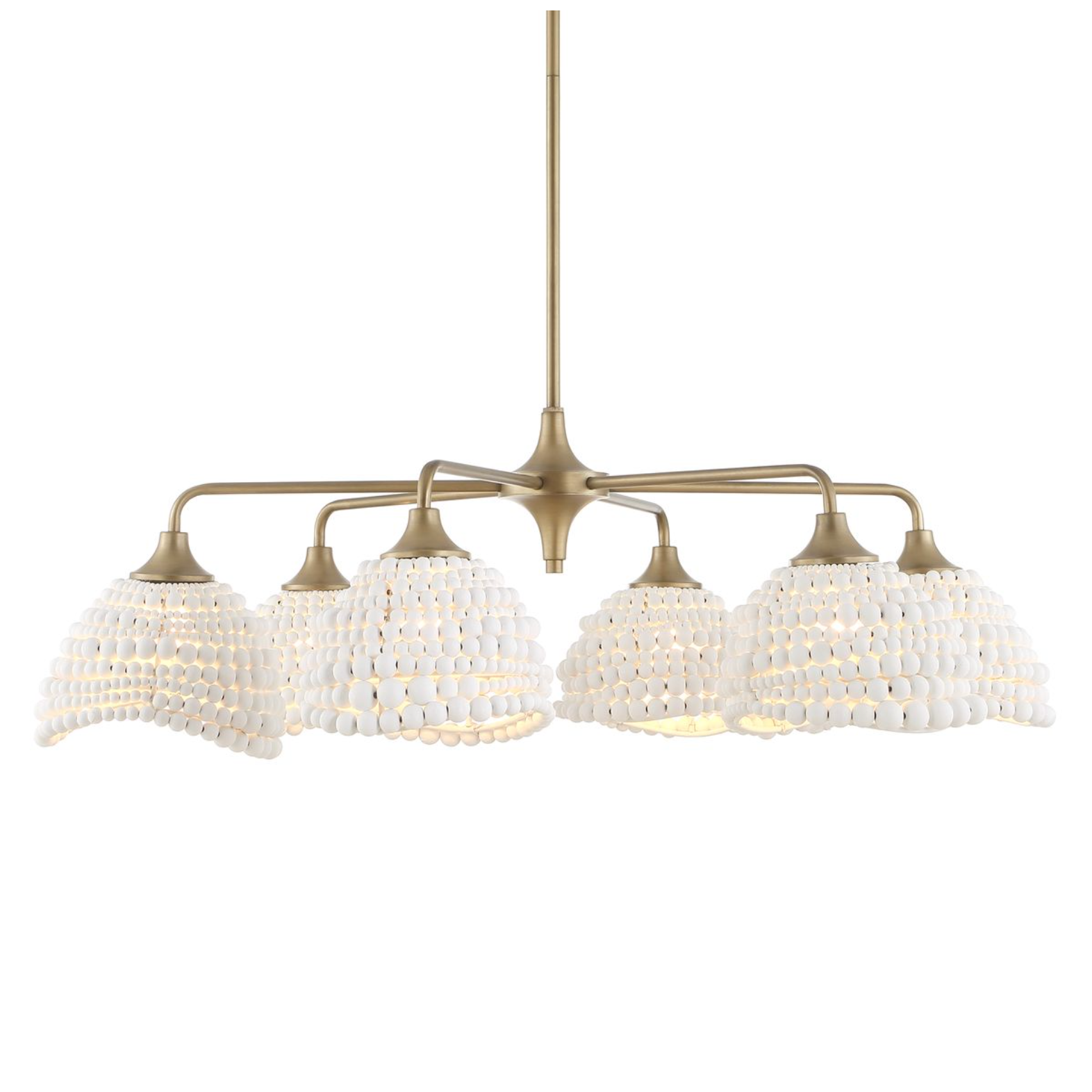 Uttermost Biddleford Matte White Wood Beaded Pendant ~ 6 Lt - Image 2