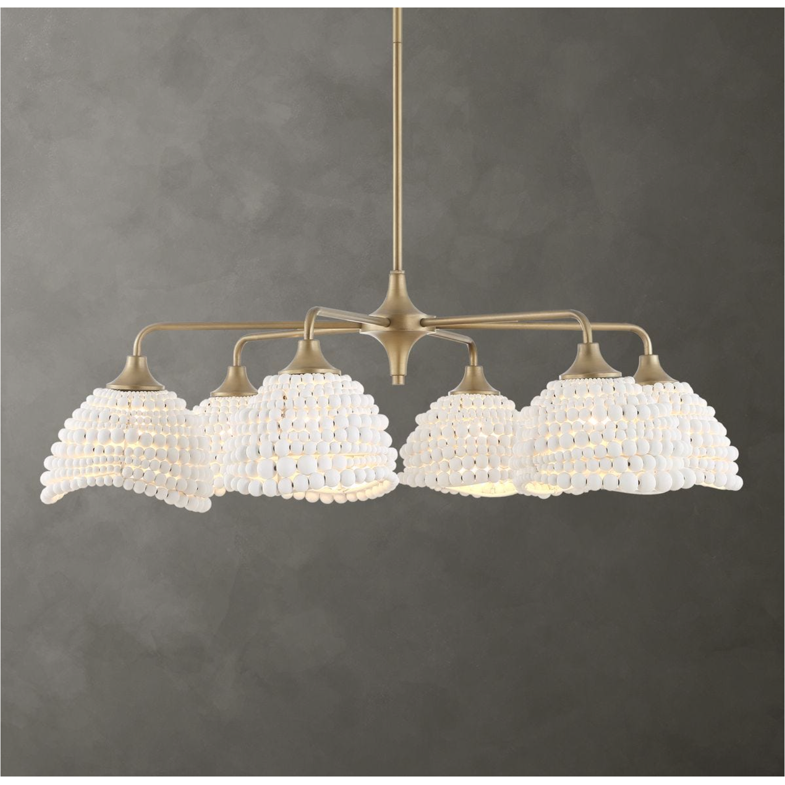 Uttermost Biddleford Matte White Wood Beaded Pendant ~ 6 Lt