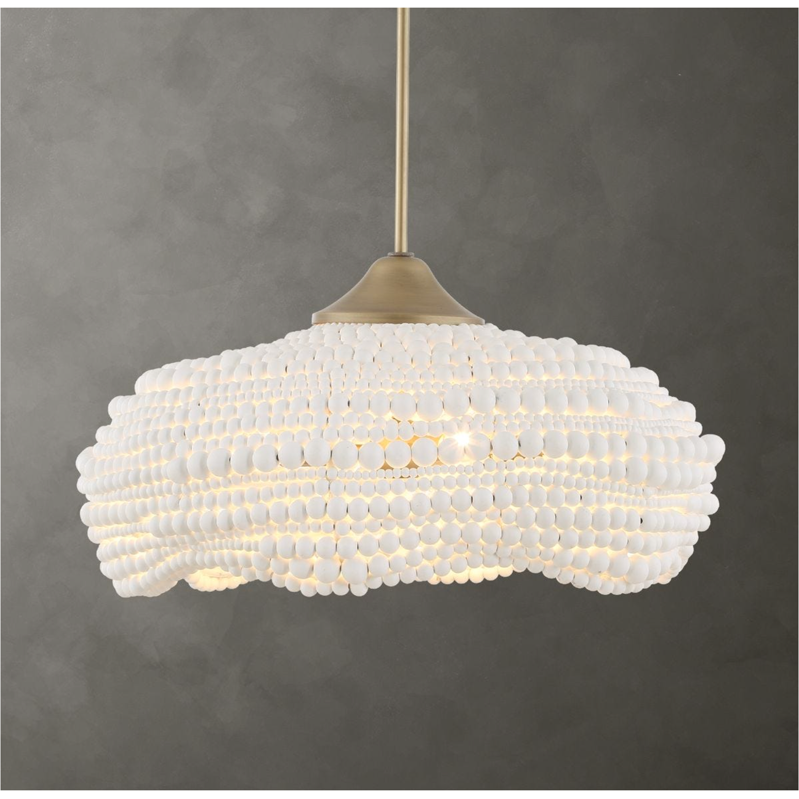 Uttermost Biddleford Matte White Wood Beaded Pendant ~ 5 Lt