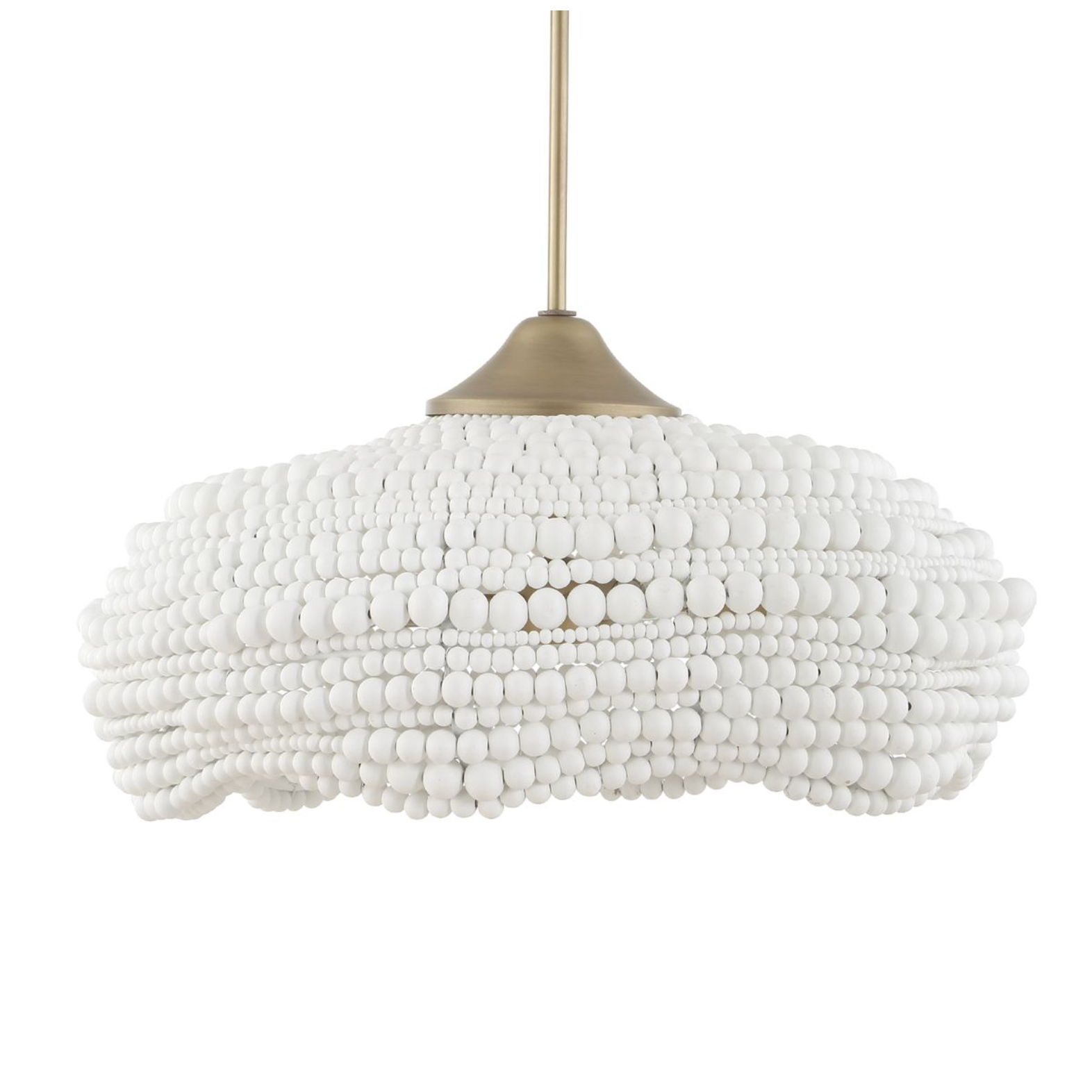 Uttermost Biddleford Matte White Wood Beaded Pendant ~ 5 Lt - Image 3