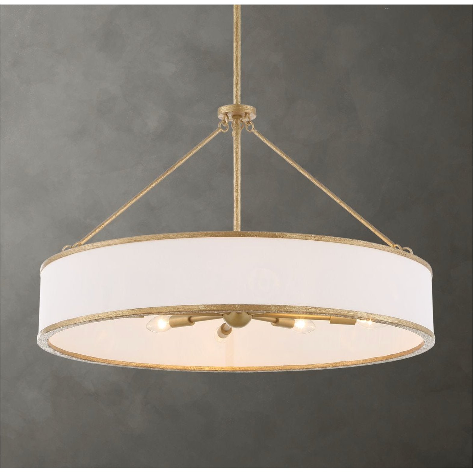 Uttermost Algiers White Linen Shade Pendant ~ 8 Lt