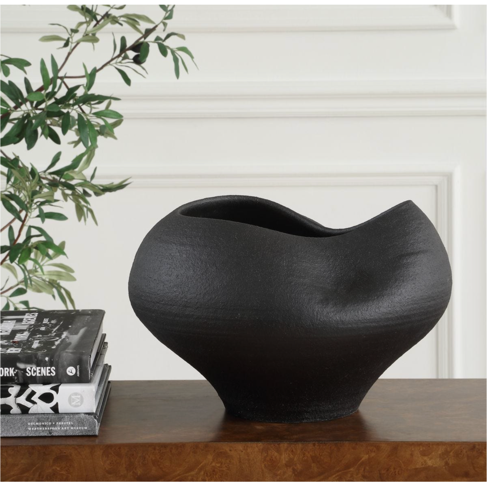 Uttermost Nocturne Matte Black Oragnic Shape Bowl - Image 1