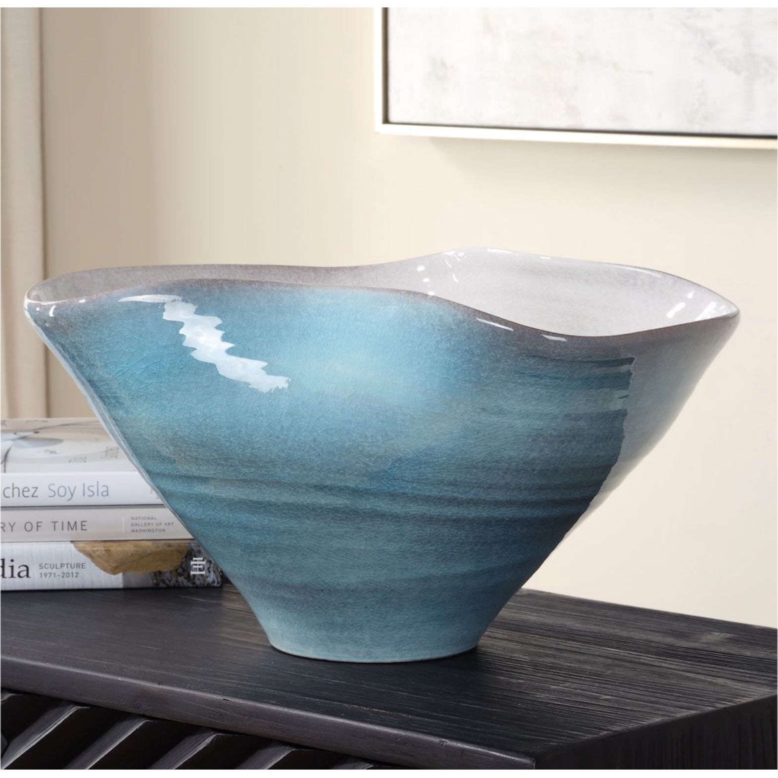 Uttermost Blue Crest Ceramic Bowl - Image 1