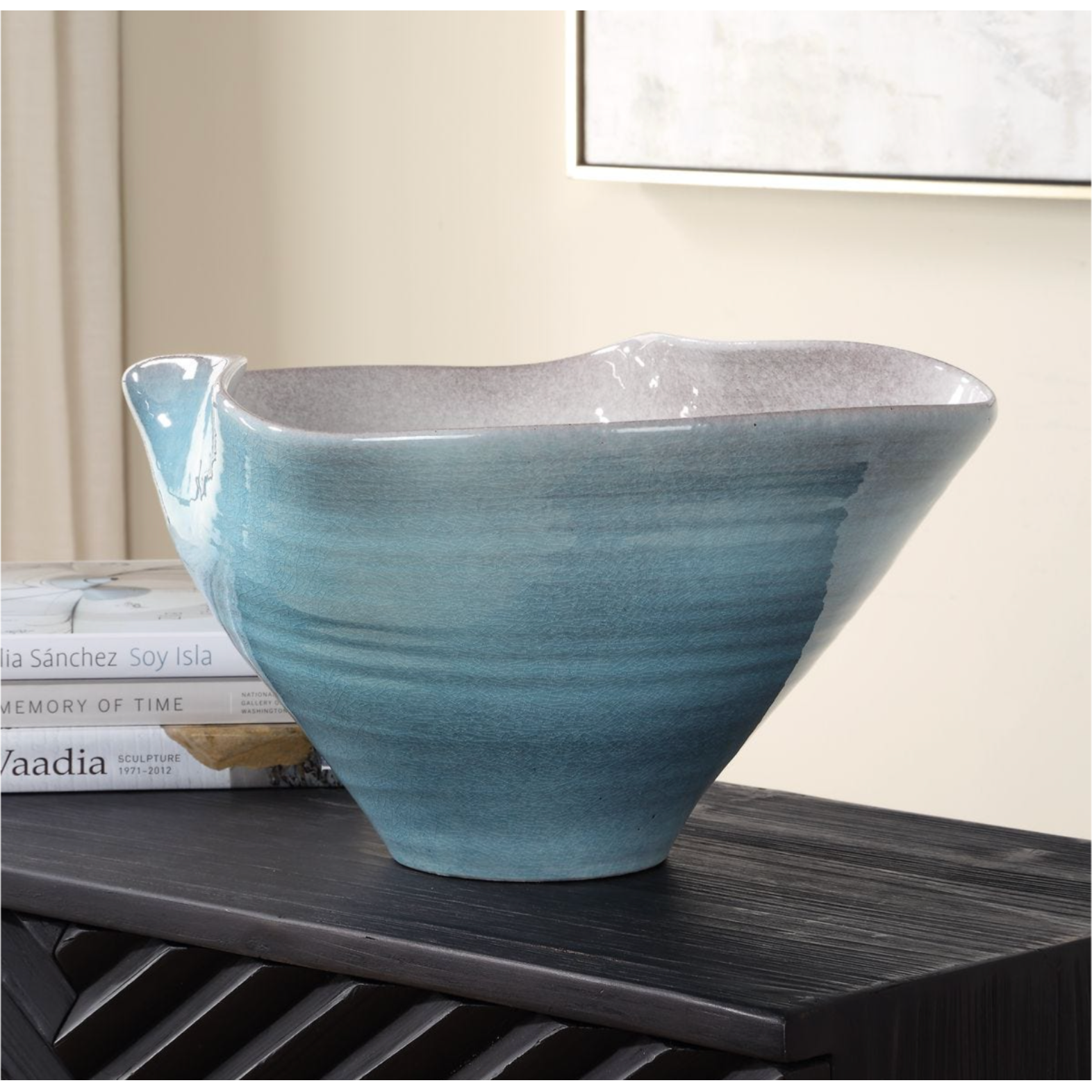 Uttermost Blue Crest Ceramic Bowl - Image 3