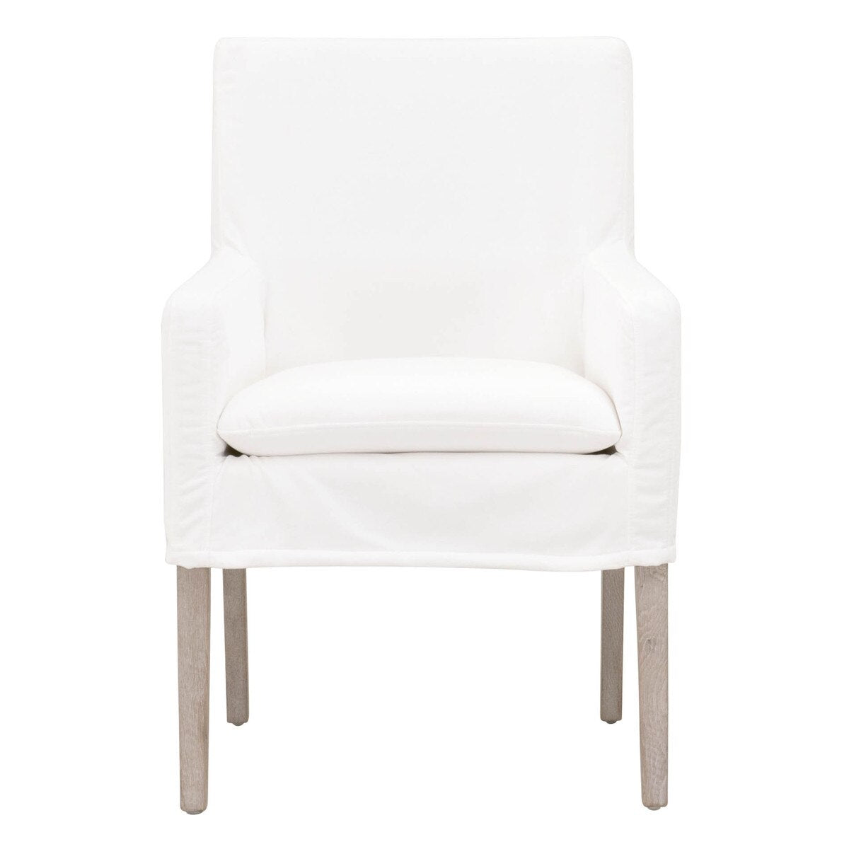 Essentials For Living Drake Slipcover Arm Dining Chair ~ LiveSmart Peyton-Pearl With Natural Gray Oak Frame - Image 1