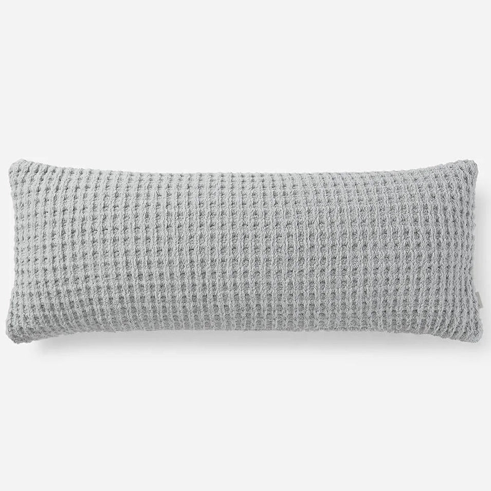 Sunday Citizen Waffle Lumbar Pillow in Cloud Grey ~ 36 x 14 - Image 1