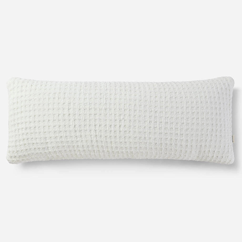 Sunday Citizen Waffle Lumbar Pillow in Off White ~ 36 x 14 - Image 1