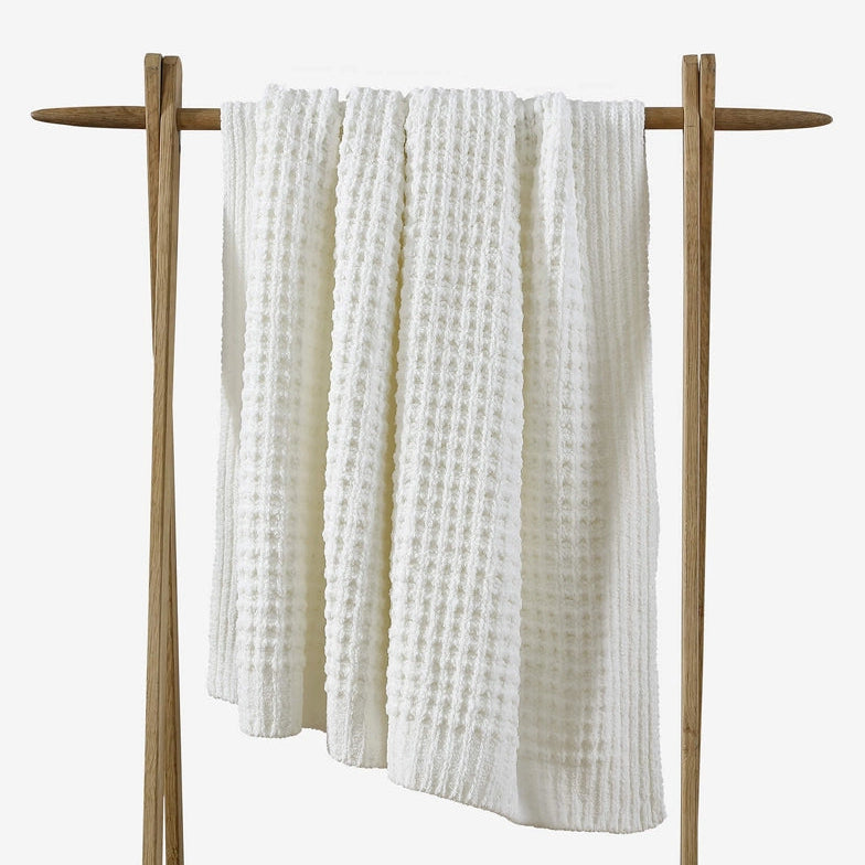 Sunday Citizen Waffle Lightweight Throw in Off White ~ 75 x 52 - Image 1