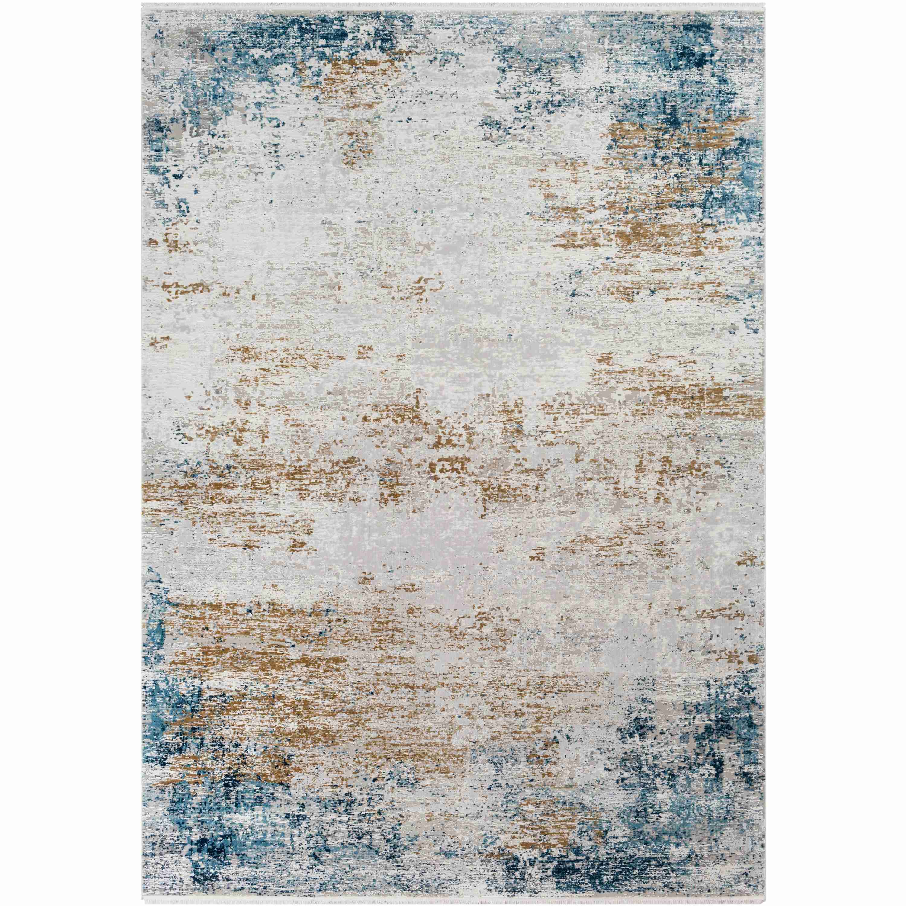 Surya Rugs Solar Collection Sky Blue, Dark Blue, Saffron, White, Gray & Charcoal Area Rug SOR-2301 - Image 1