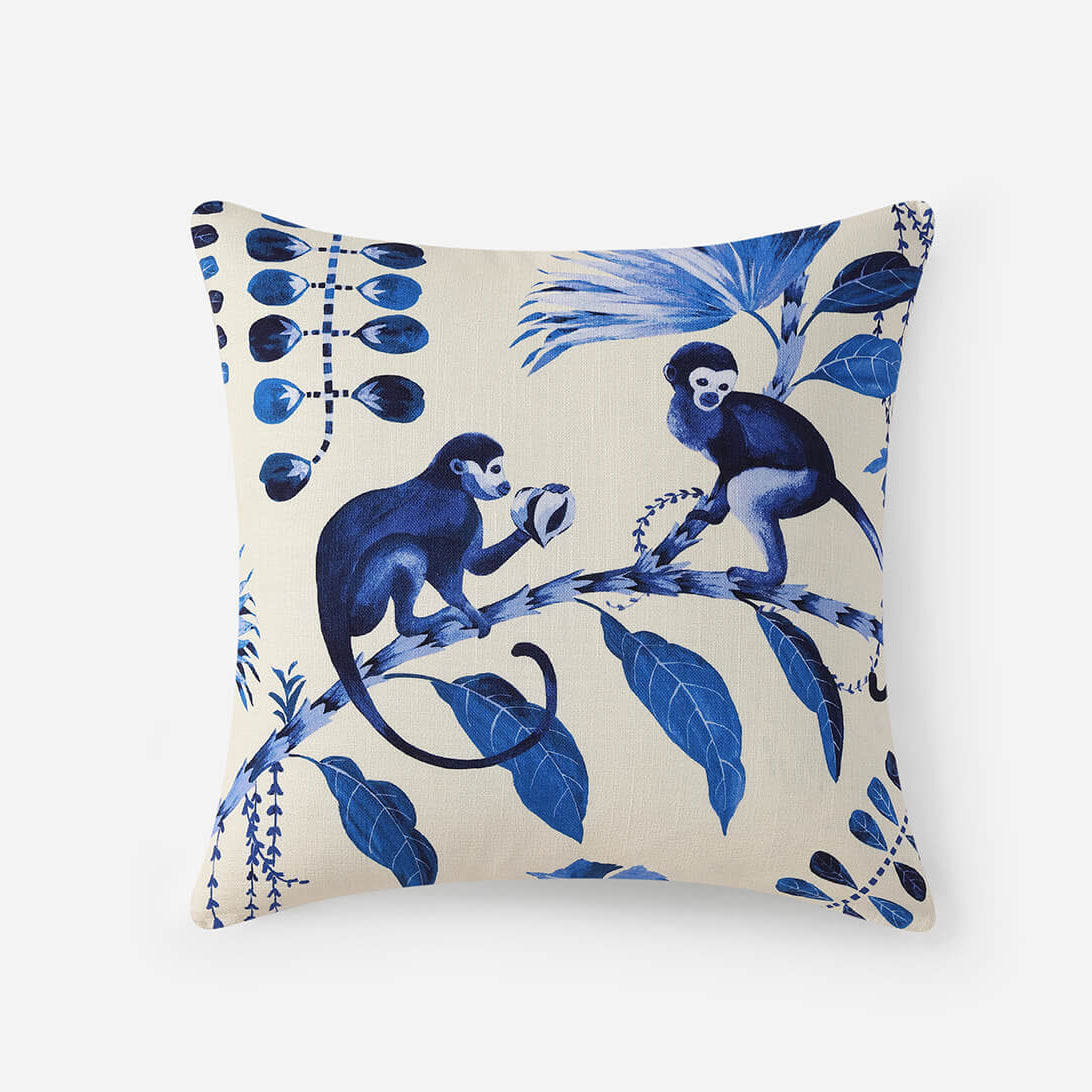 Sunday Citizen Blue Monkeys Throw Pillow ~ 20 x 20 - Image 1