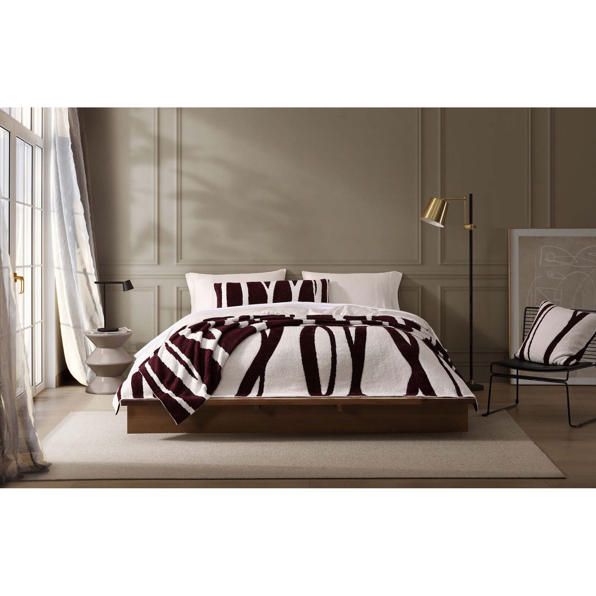 Sunday Citizen Cloud Silque Woodland Lumbar Pillow in White-Fig ~ 36 x 14 - Image 3