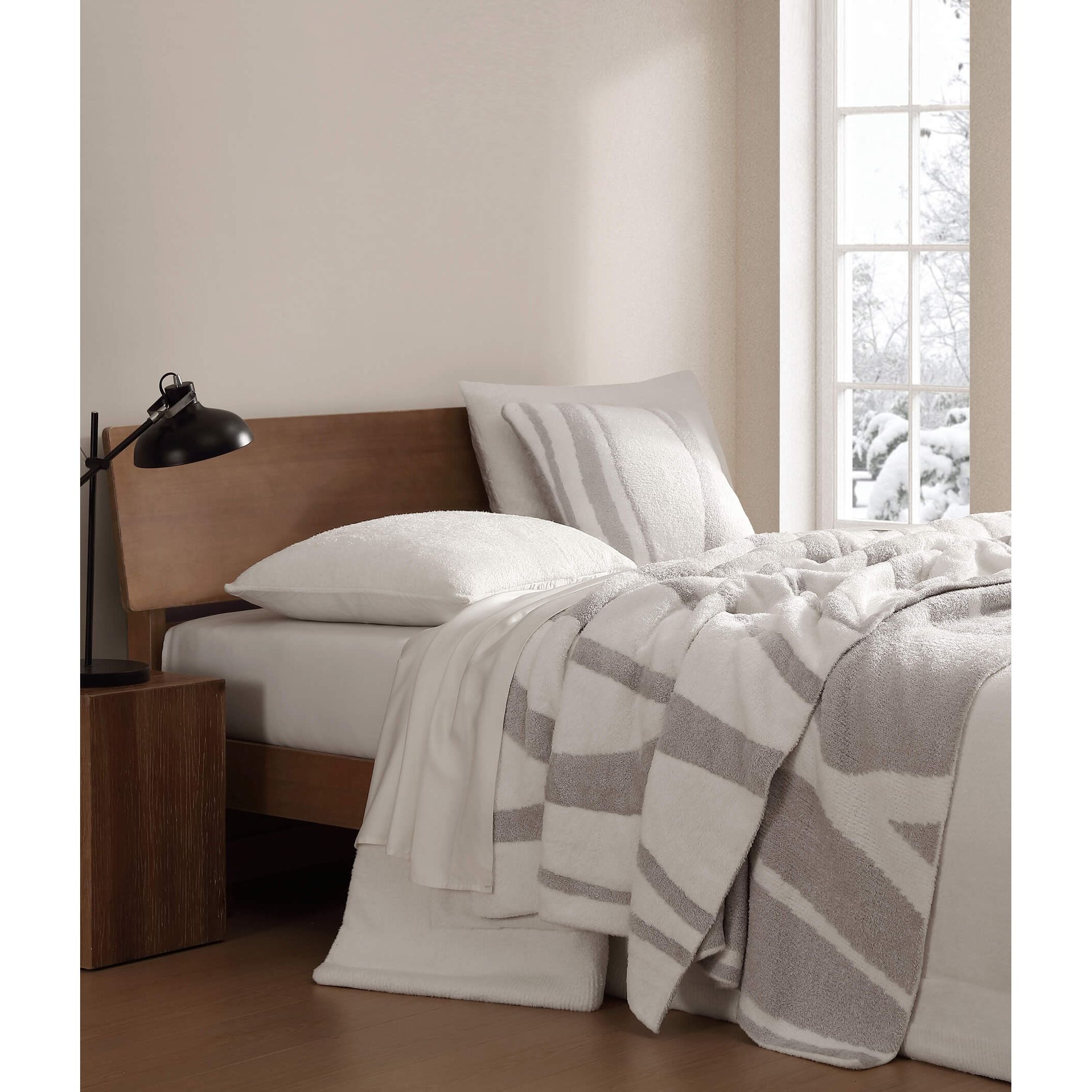 Sunday Citizen Cloud Silque Woodland Bed Blanket in White-Pearl Grey ~ Available in King/Cal King and Full/Queen Sizes - Image 2