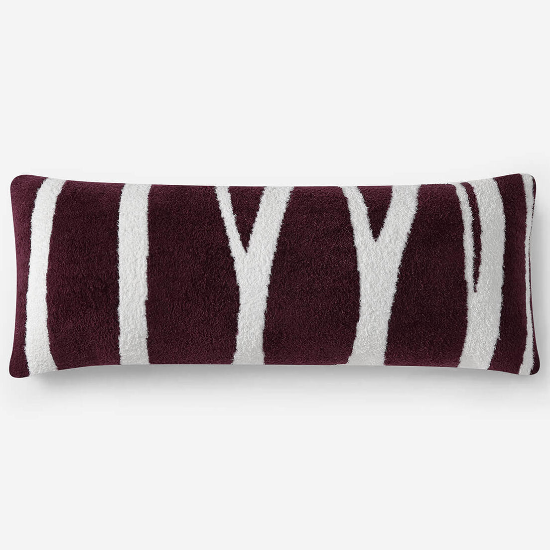 Sunday Citizen Cloud Silque Woodland Lumbar Pillow in White-Fig ~ 36 x 14 - Image 1