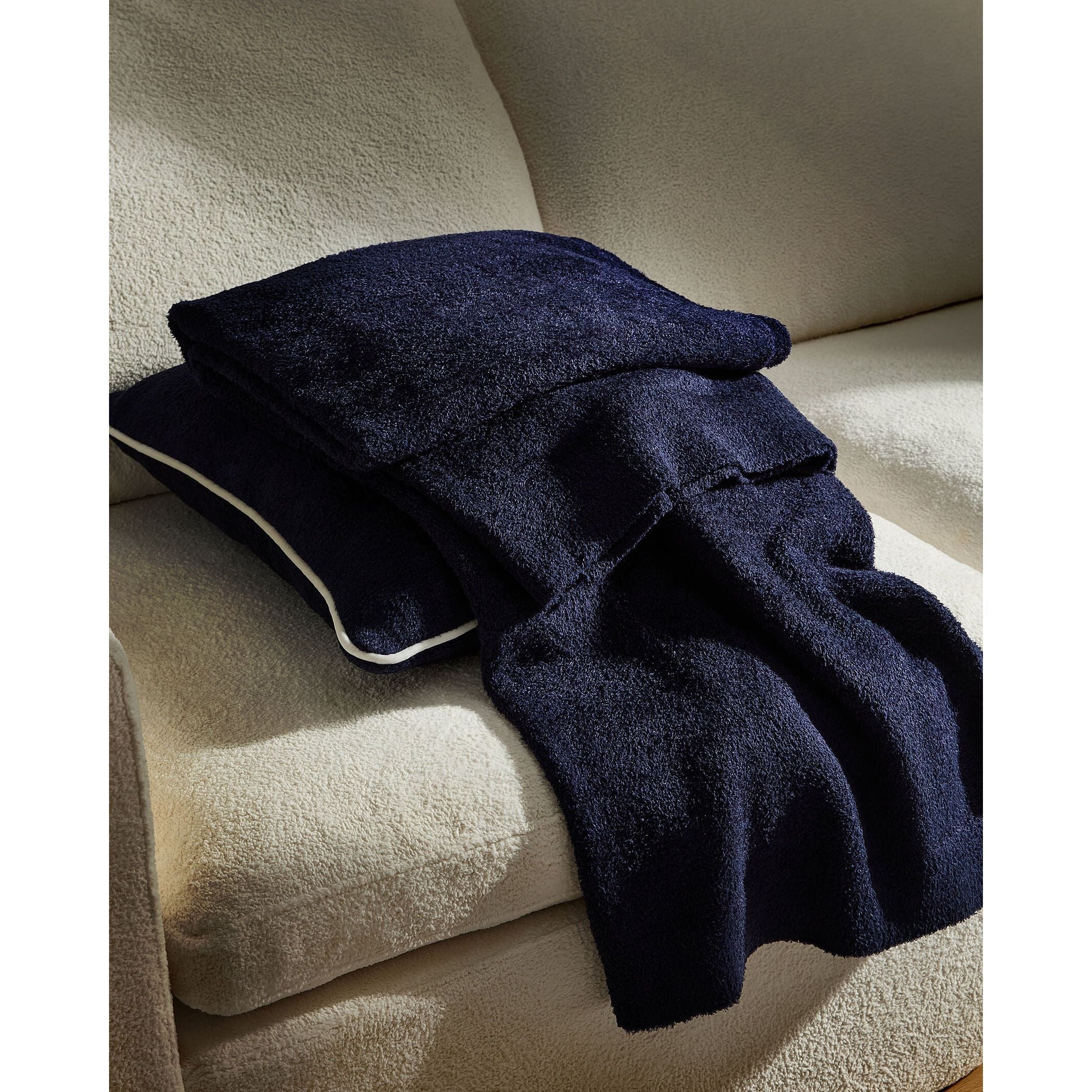 Sunday Citizen Cloud Silque Throw Pillow with Piping in Baritone Blue-Off White ~ 20 x 20 - Image 2