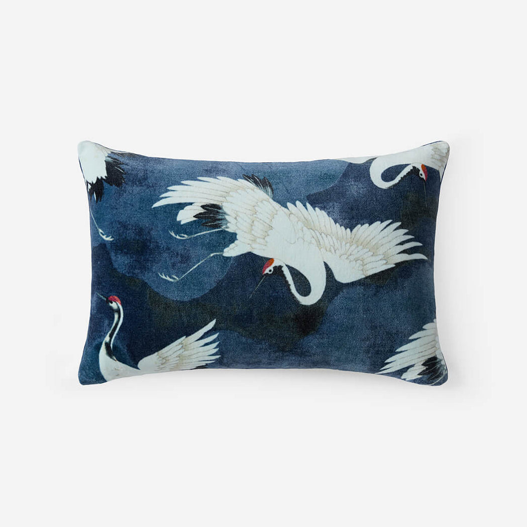 Sunday Citizen Crane in the Clouds Small Lumbar Pillow in Baritone Blue ~ 22 in x 14 in - Image 3