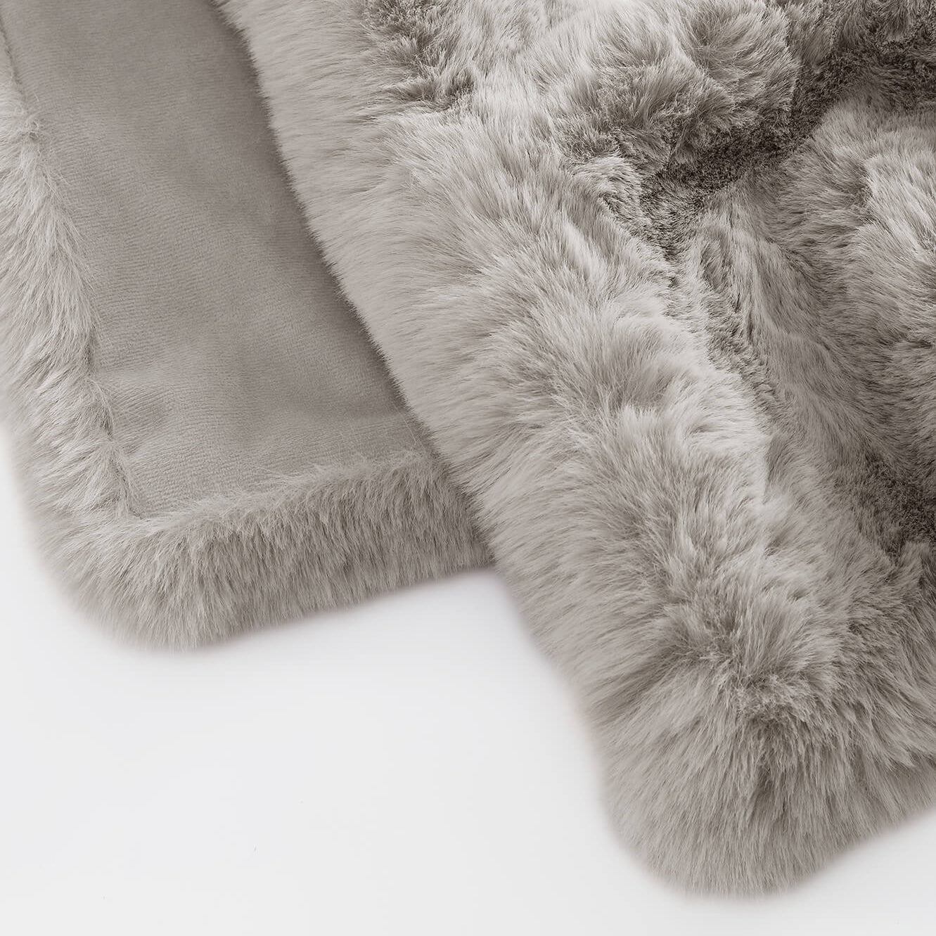 Sunday Citizen Faux Fur Throw Bed Runner in Grey ~ 98 in  x 24 in - Image 2