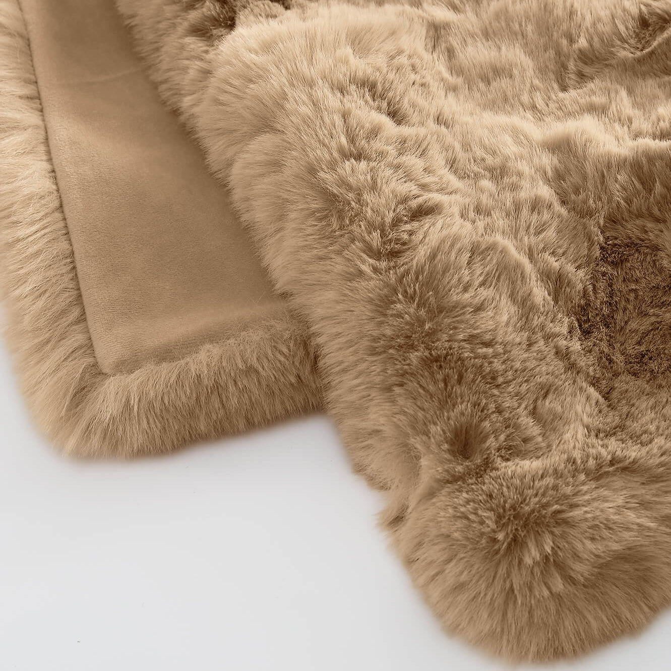 Sunday Citizen Faux Fur Throw Bed Runner in Tan ~ 98 in  x 24 in - Image 1