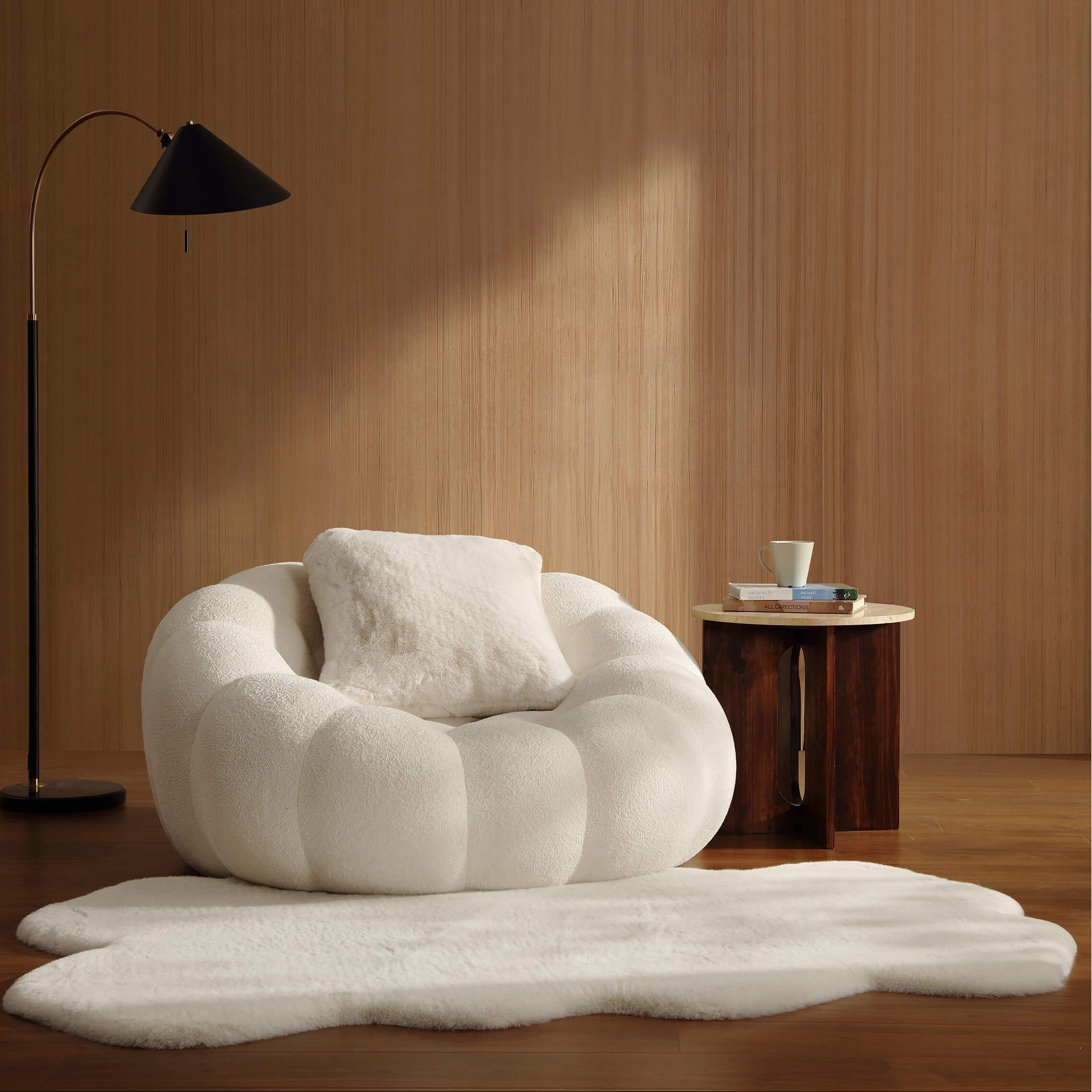 Sunday Citizen Faux Fur Throw Pillow in White ~ 20 x 20 - Image 1