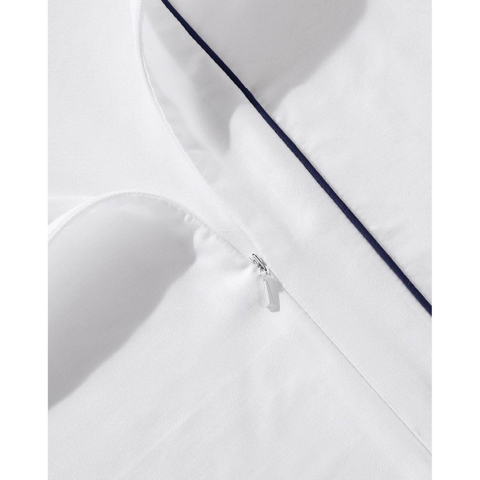 Sunday Citizen White Luxe Bamboo Duvet Cover With Midnight Piping ~ Available in King and Queen Sizes - Image 2