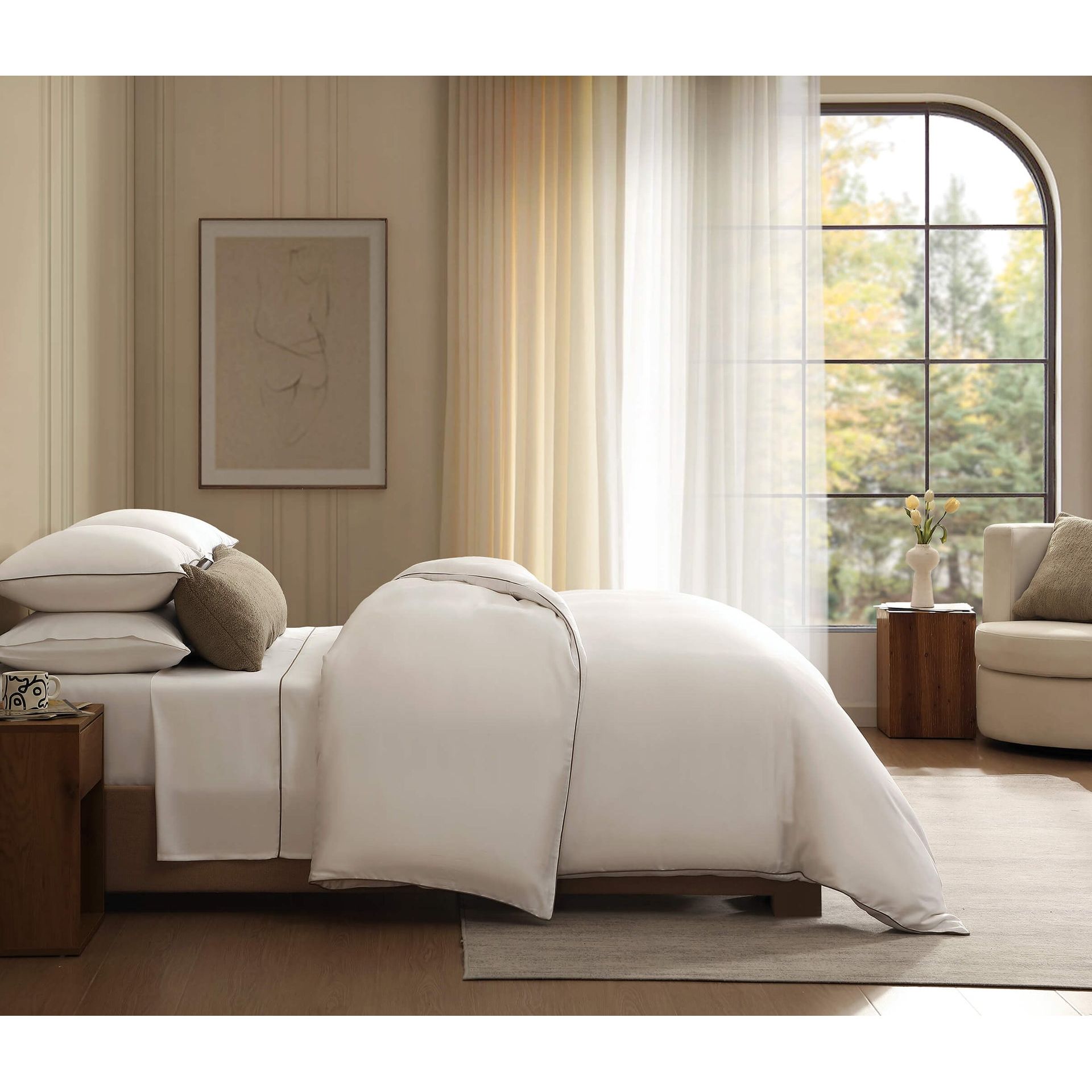 Sunday Citizen White Luxe Bamboo Sham Set with Boulder Piping ~ Available in King and Standard Sizes - Image 2