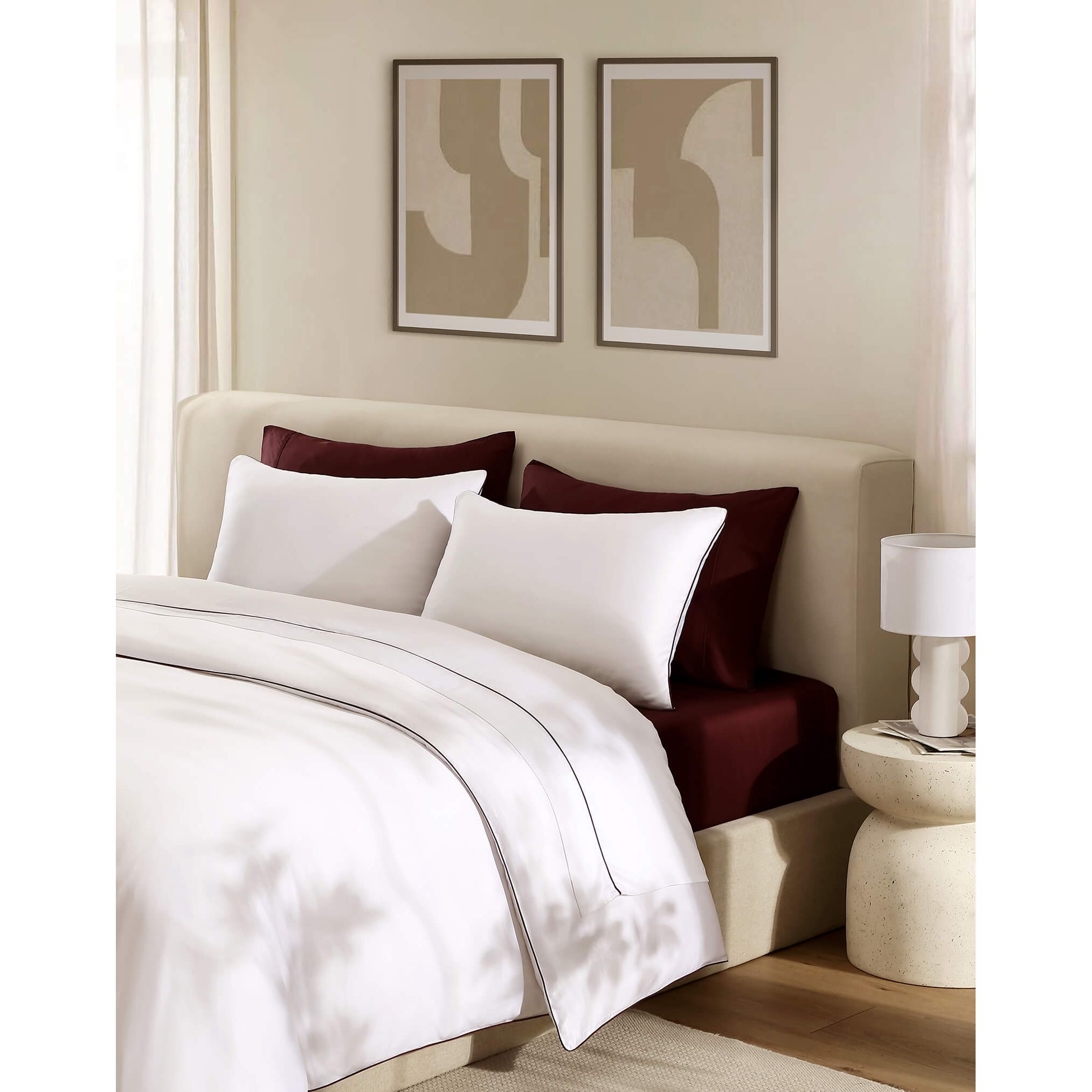 Sunday Citizen White Luxe Bamboo Sham Set with Fig Piping ~ Available in King and Standard Sizes - Image 2