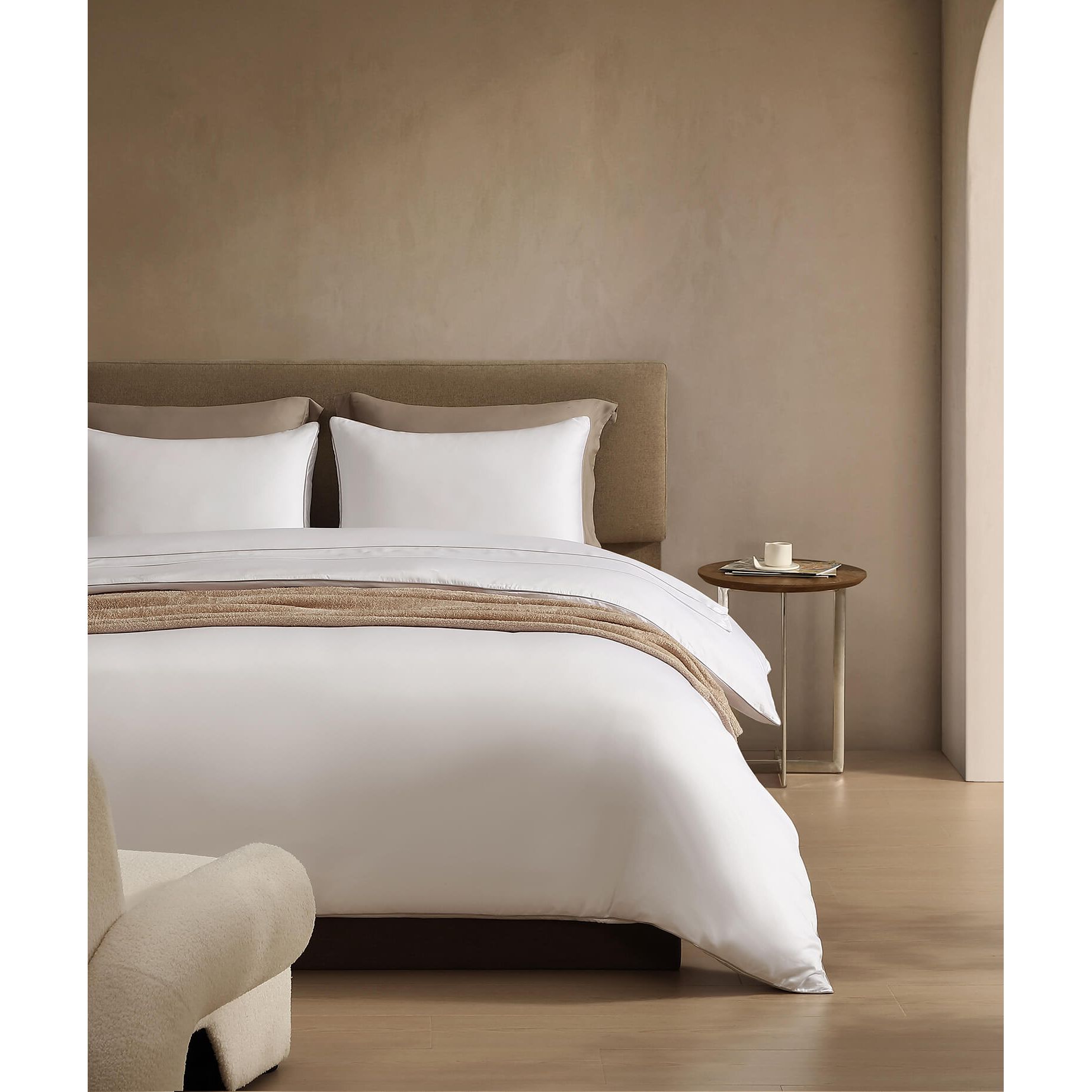 Sunday Citizen White Luxe Bamboo Sham Set with Taupe Piping ~ Available in King and Standard Sizes - Image 3